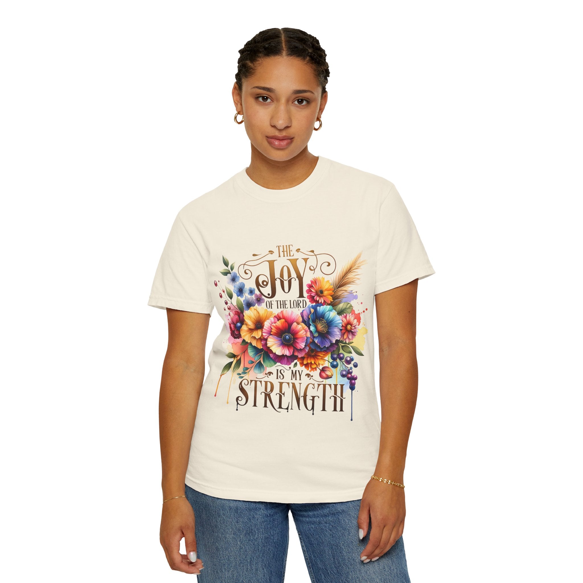 Joy in the Lord Floral T-Shirt — "The Joy of the Lord Is My Strength" Christian Tee