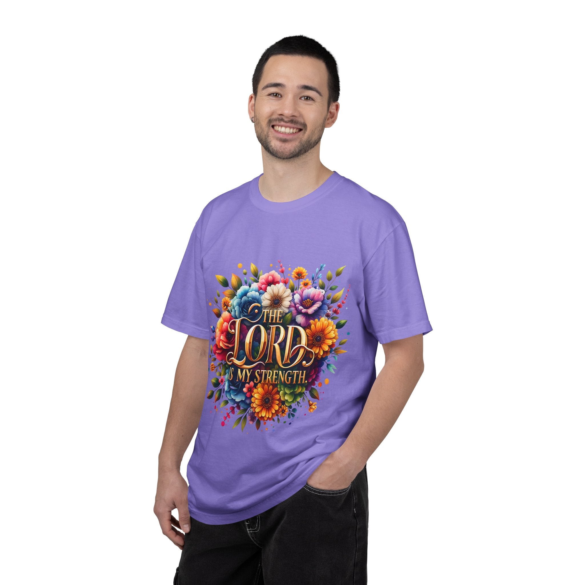 T-Shirt — "The Lord Is My Strength" Floral Christian Tee