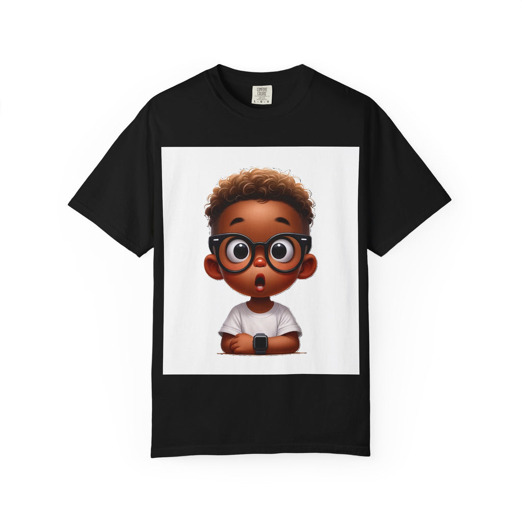 Surprised Cartoon Black Boy T-Shirt — Cute Kids Character Tee