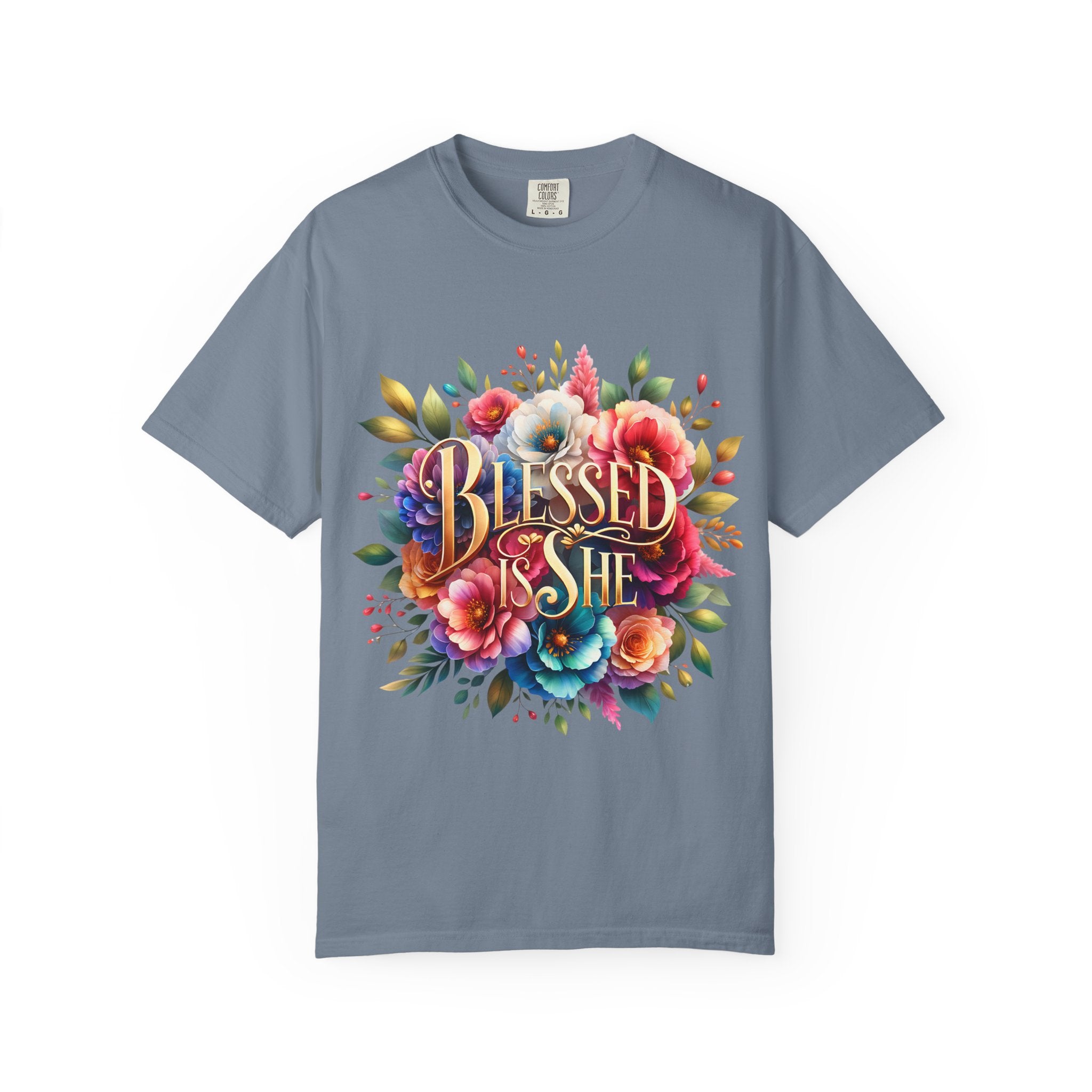 Blessed Is She Floral T-Shirt — Inspirational Christian Tee