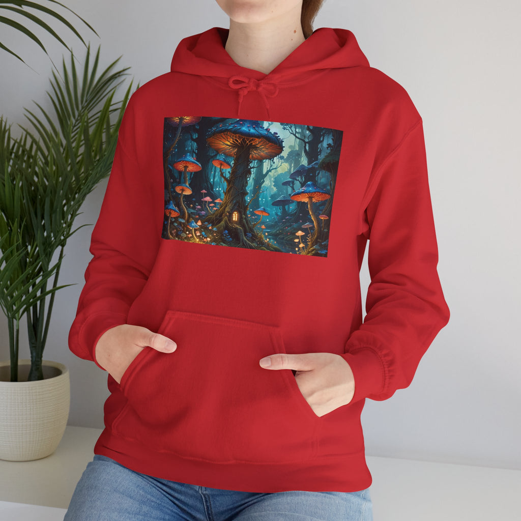 Fantasy Mushroom Forest Hoodie — Glowing Enchanted Fungi Artwork