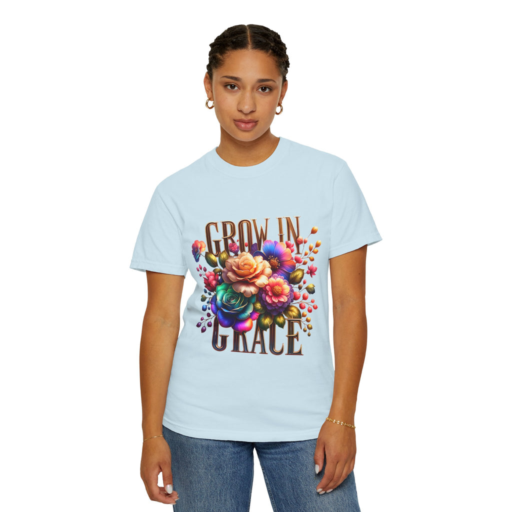 Grow in Grace Floral T-Shirt — Inspirational Floral Graphic Tee