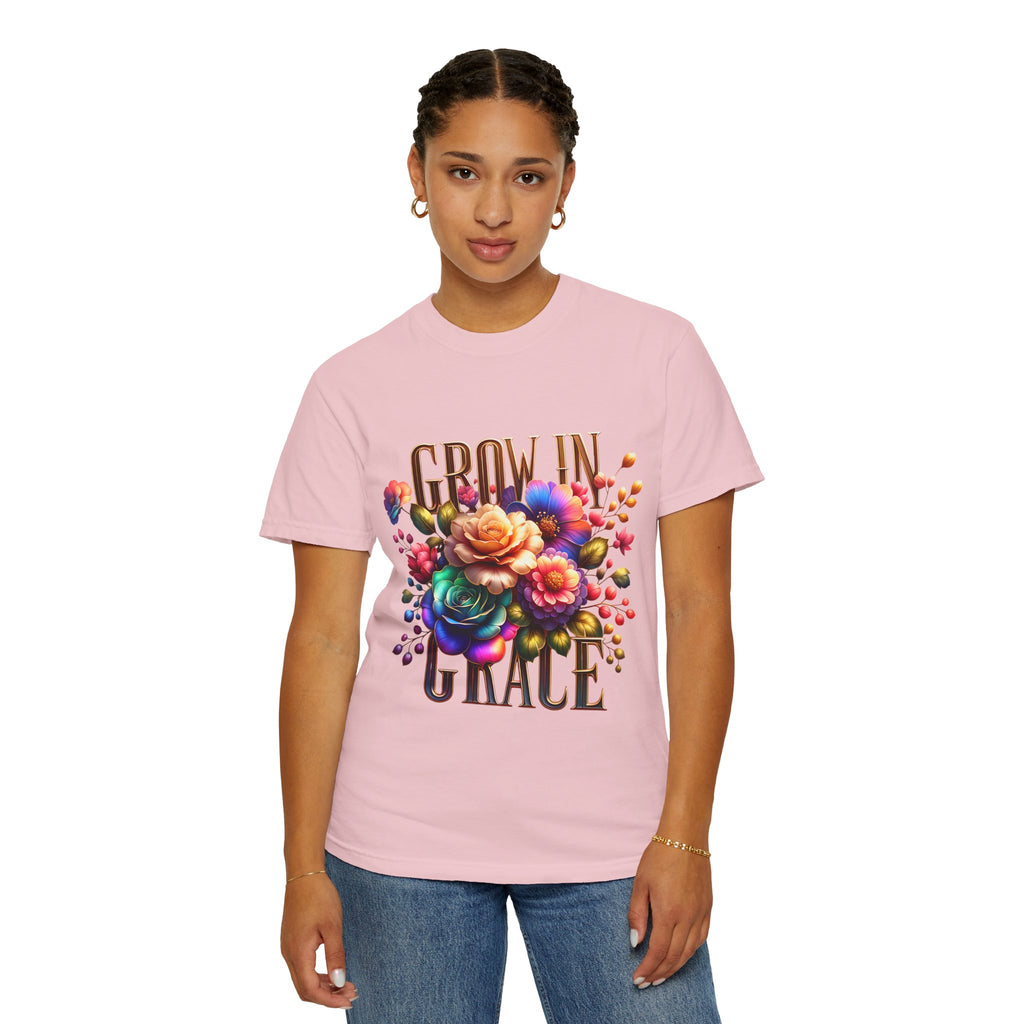 Grow in Grace Floral T-Shirt — Inspirational Floral Graphic Tee