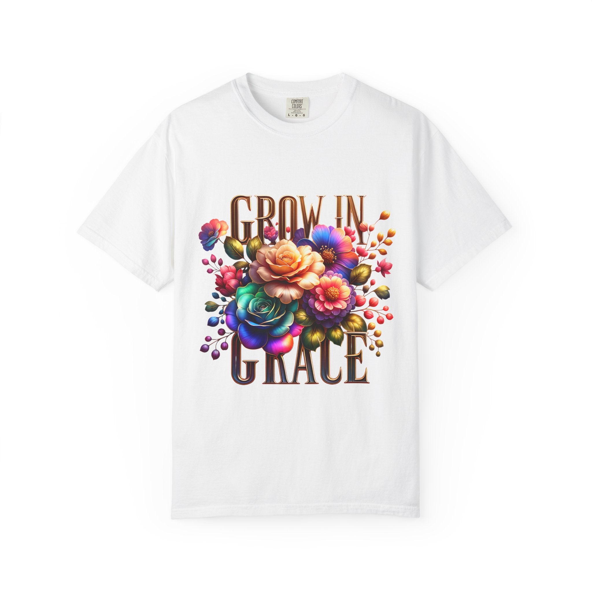 Grow in Grace Floral T-Shirt — Inspirational Floral Graphic Tee