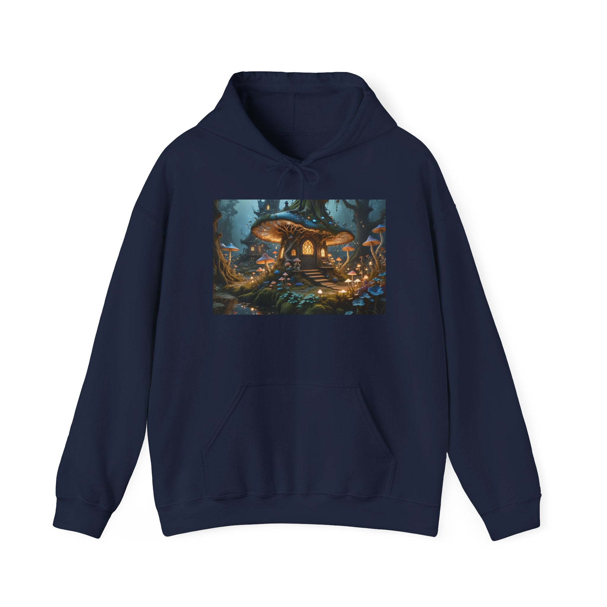 Hoodie — Enchanted Mushroom Cottage Illustration Hoodie