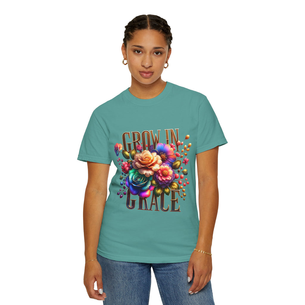 Grow in Grace Floral T-Shirt — Inspirational Floral Graphic Tee