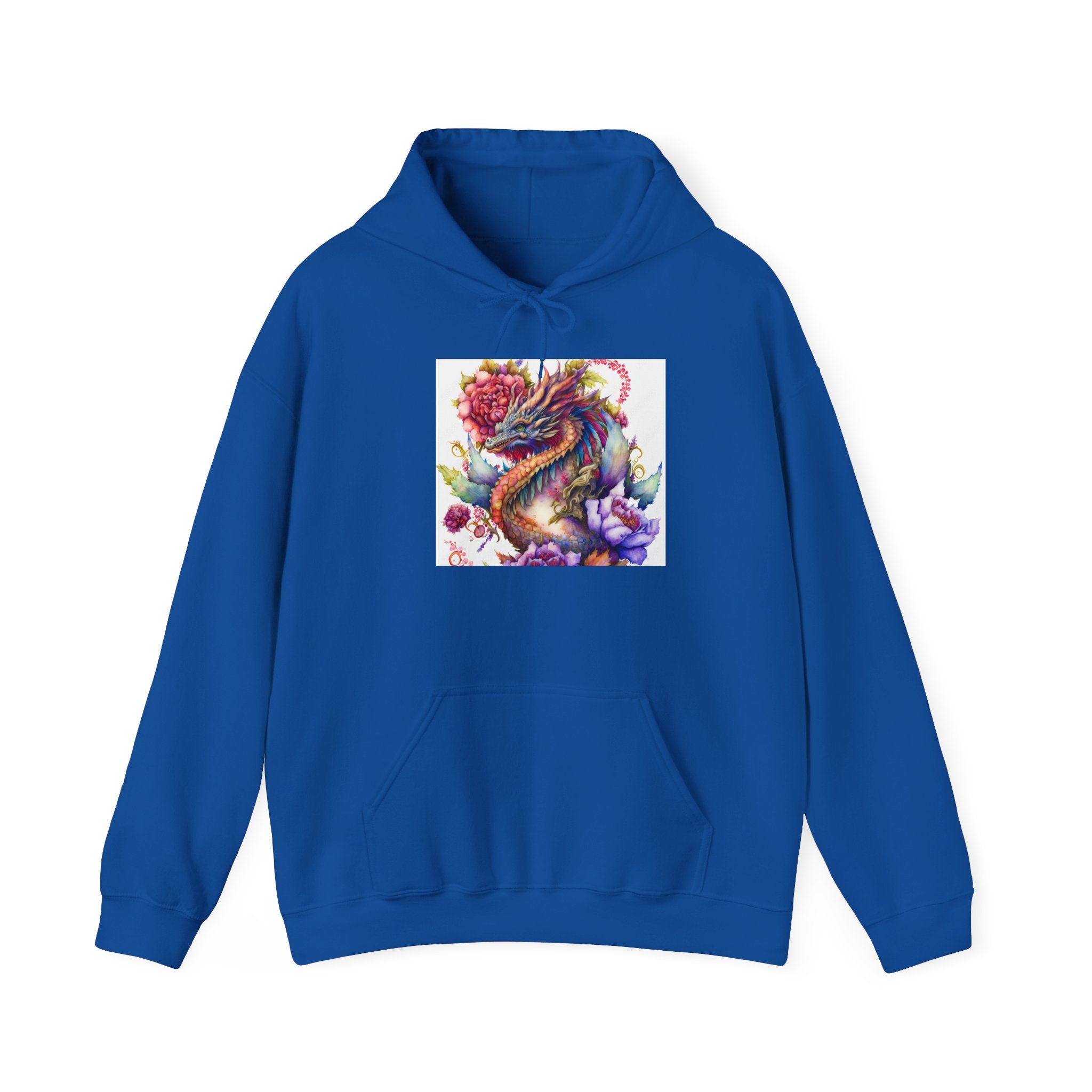 Dragon Floral Hoodie - Colorful Watercolor Dragon Illustration Hoodie