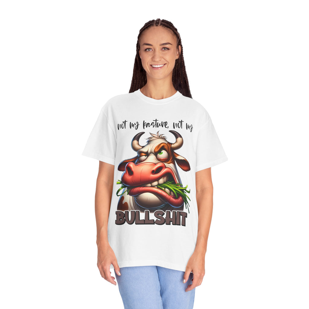 Graphic T-Shirt — 'Not My Horoscope, Not My Bullshit' Funny Cow Illustration