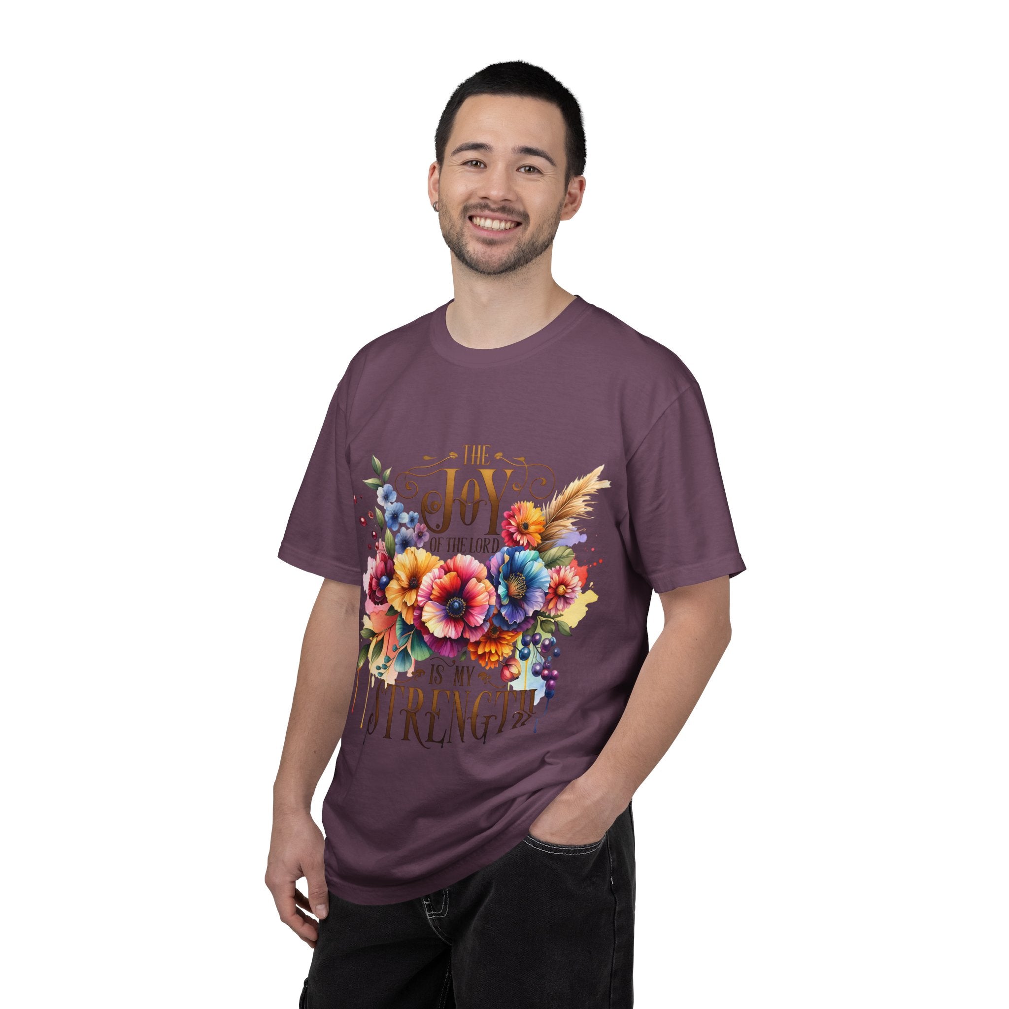 Joy in the Lord Floral T-Shirt — "The Joy of the Lord Is My Strength" Christian Tee