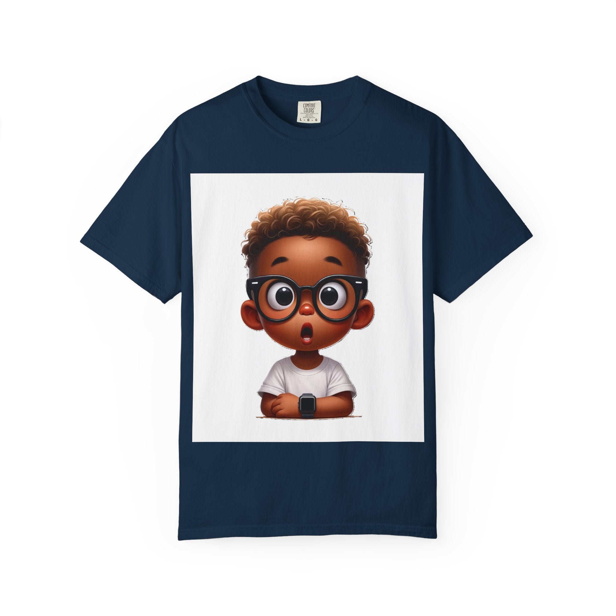 Surprised Cartoon Black Boy T-Shirt — Cute Kids Character Tee