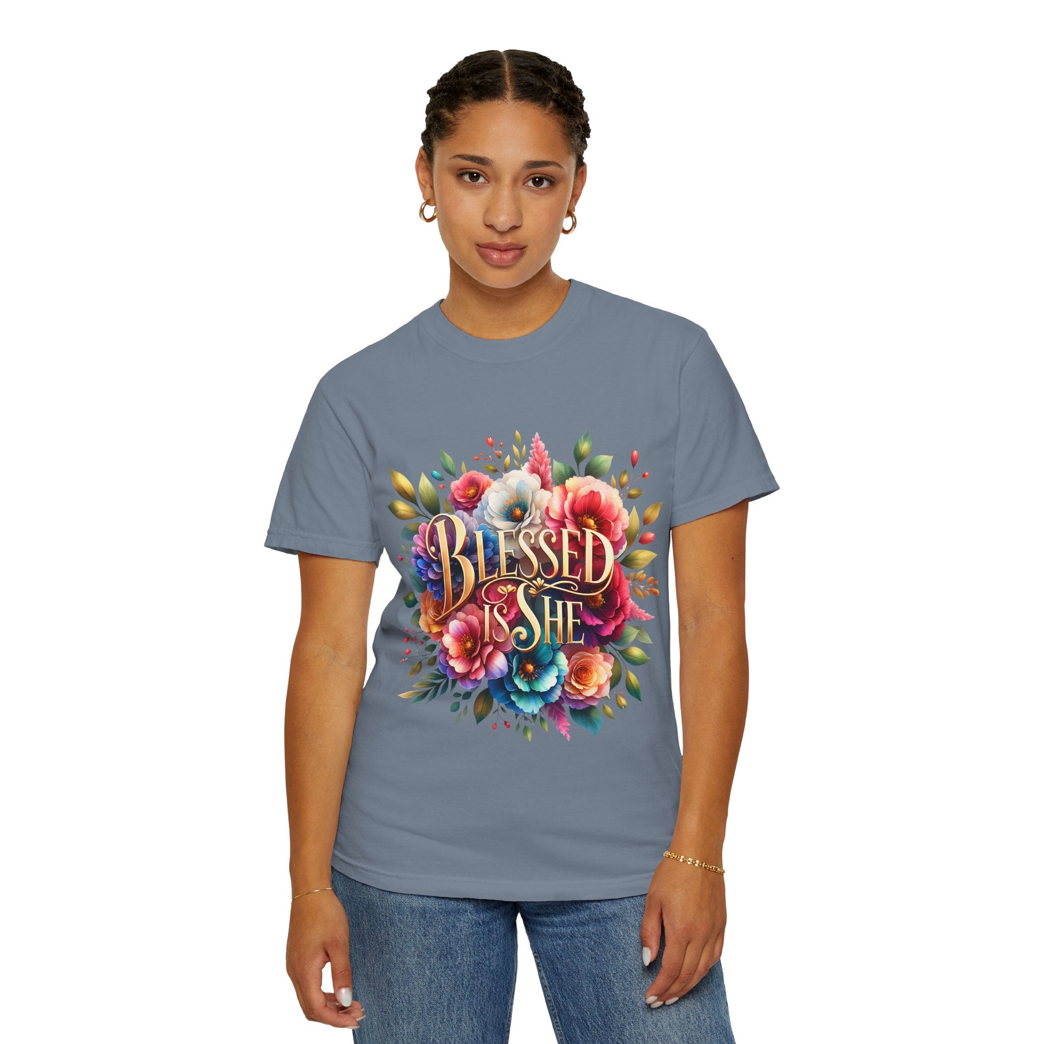 Blessed Is She Floral T-Shirt — Inspirational Christian Tee