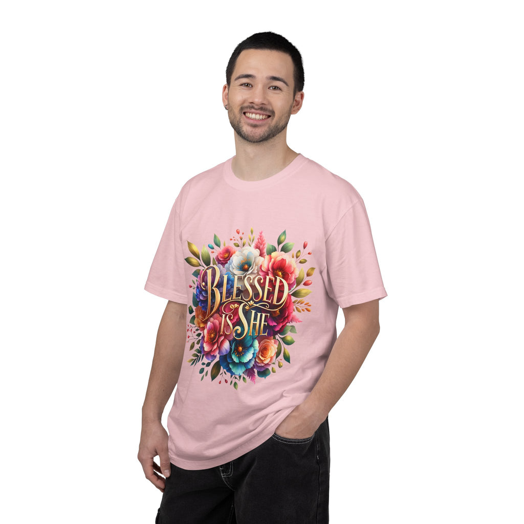 Blessed Is She Floral T-Shirt — Inspirational Christian Tee