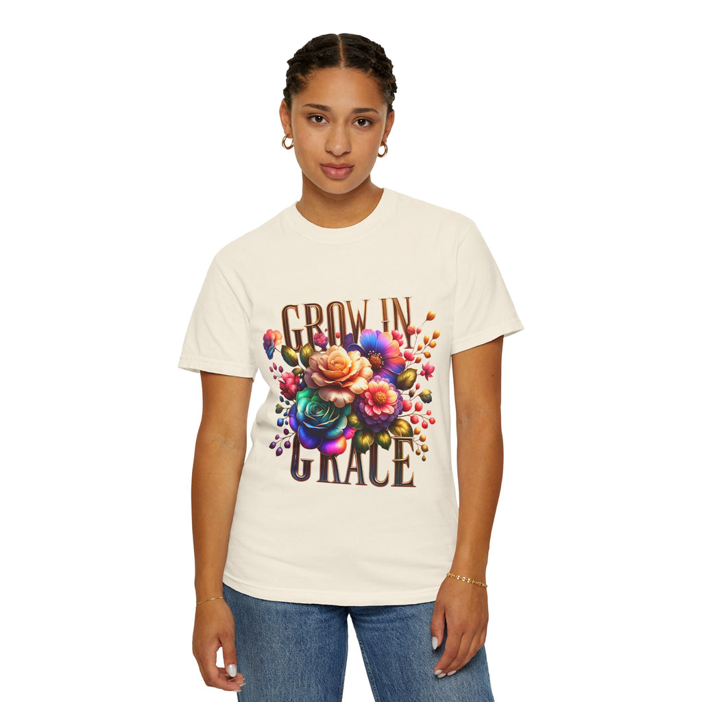 Grow in Grace Floral T-Shirt — Inspirational Floral Graphic Tee