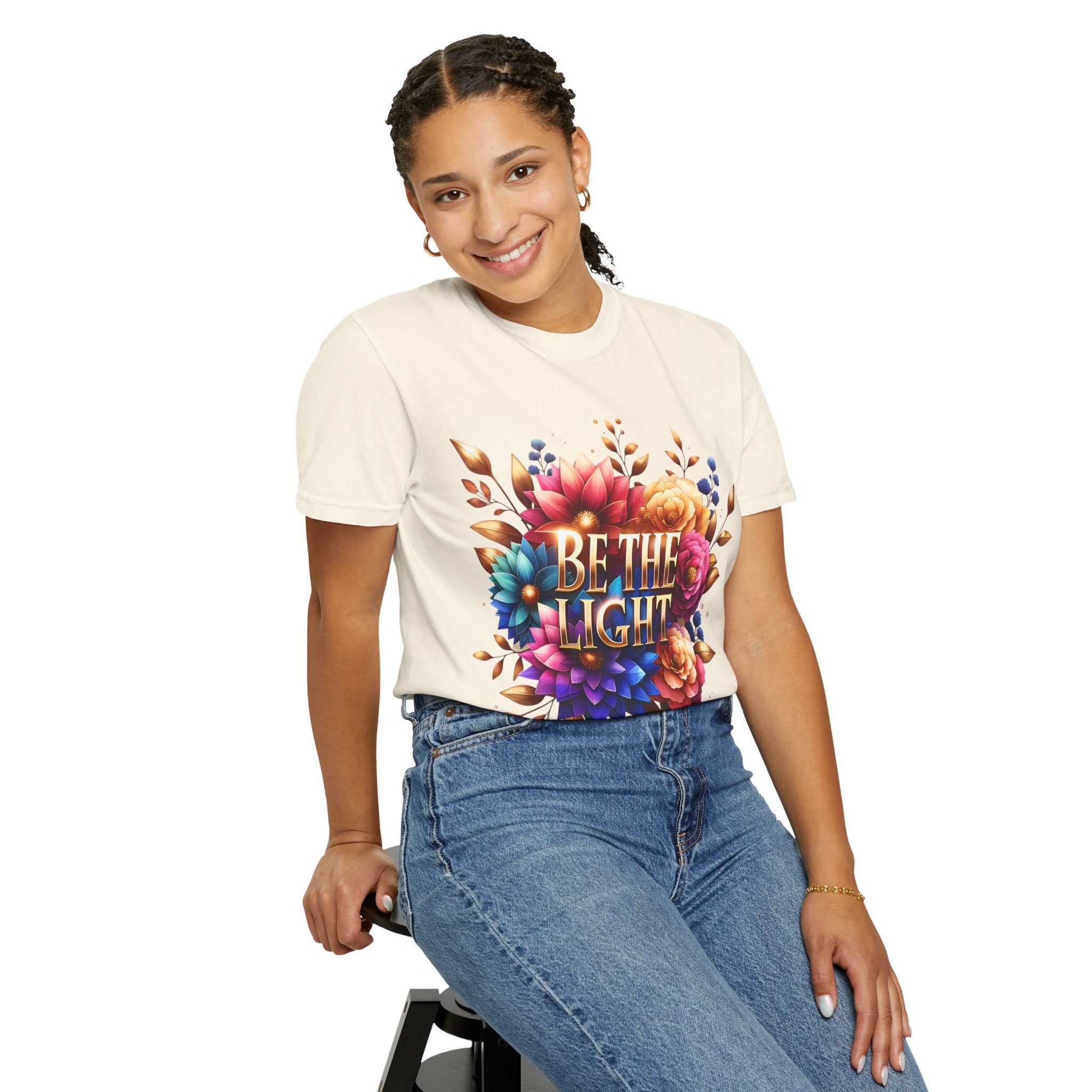 Be The Light Floral T-Shirt — Inspirational Botanical Graphic Tee