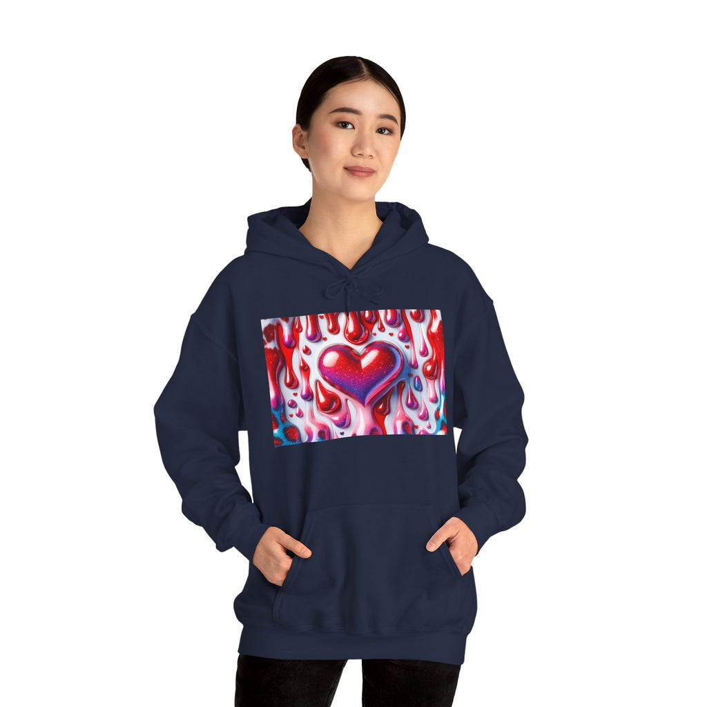 Heart Melt Hoodie — Colorful Dripping Heart Graphic Hooded Sweatshirt