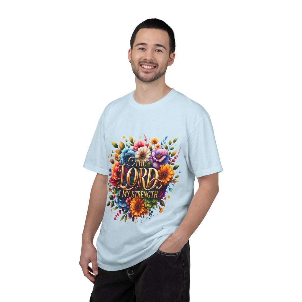 T-Shirt — "The Lord Is My Strength" Floral Christian Tee