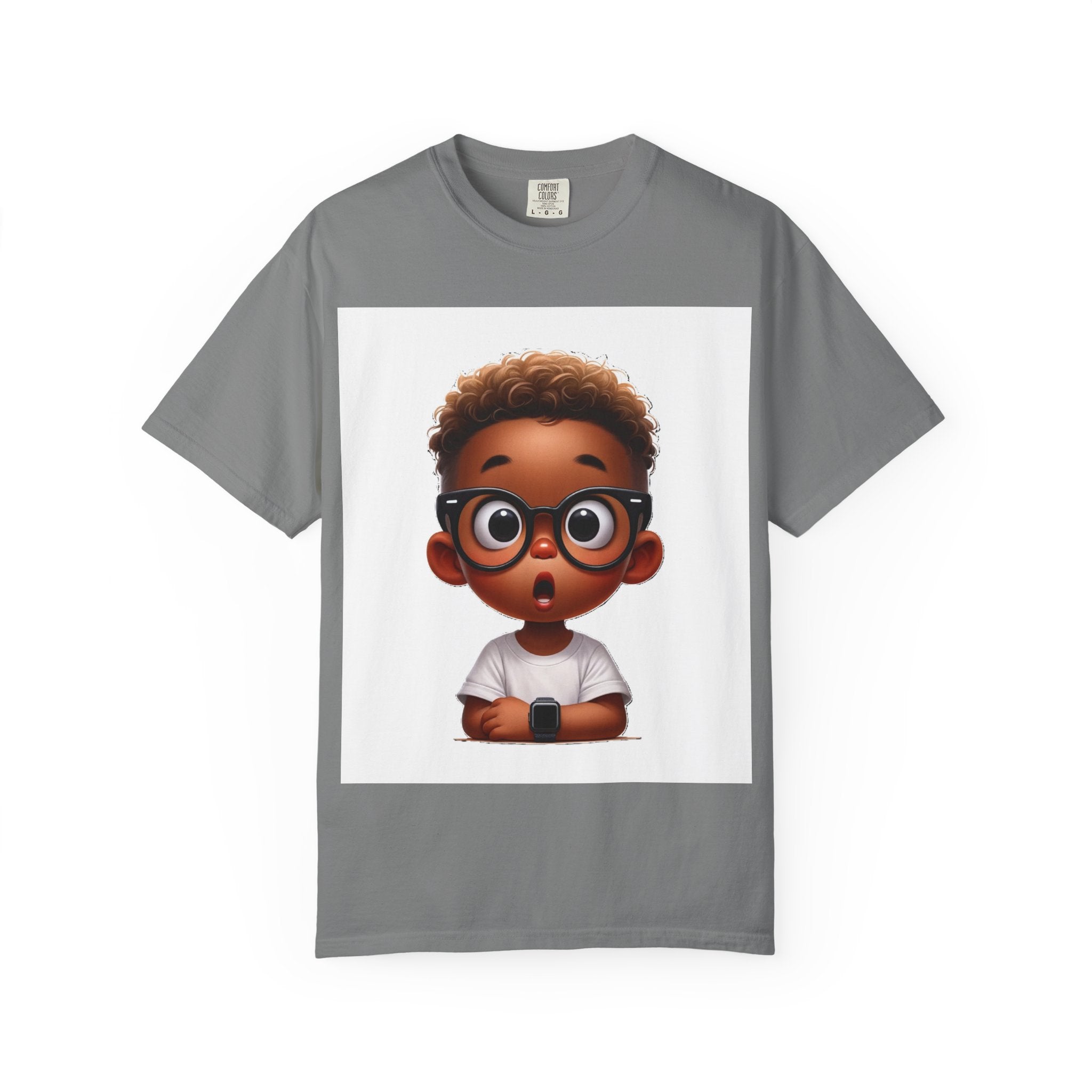 Surprised Cartoon Black Boy T-Shirt — Cute Kids Character Tee