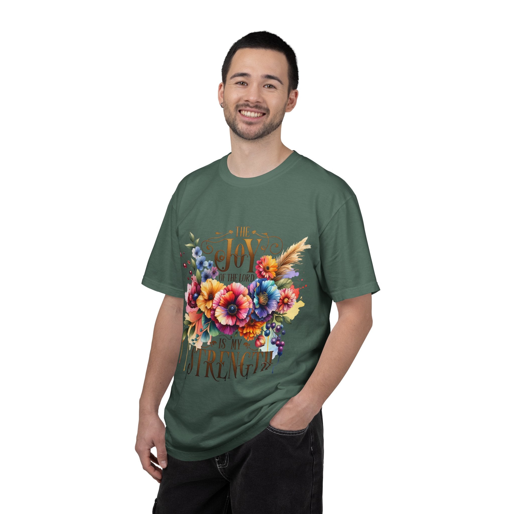 Joy in the Lord Floral T-Shirt — "The Joy of the Lord Is My Strength" Christian Tee