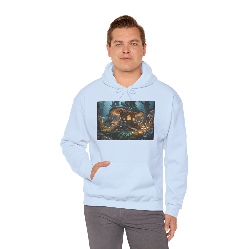 Hoodie — Enchanted Mushroom Cottage Illustration Hoodie