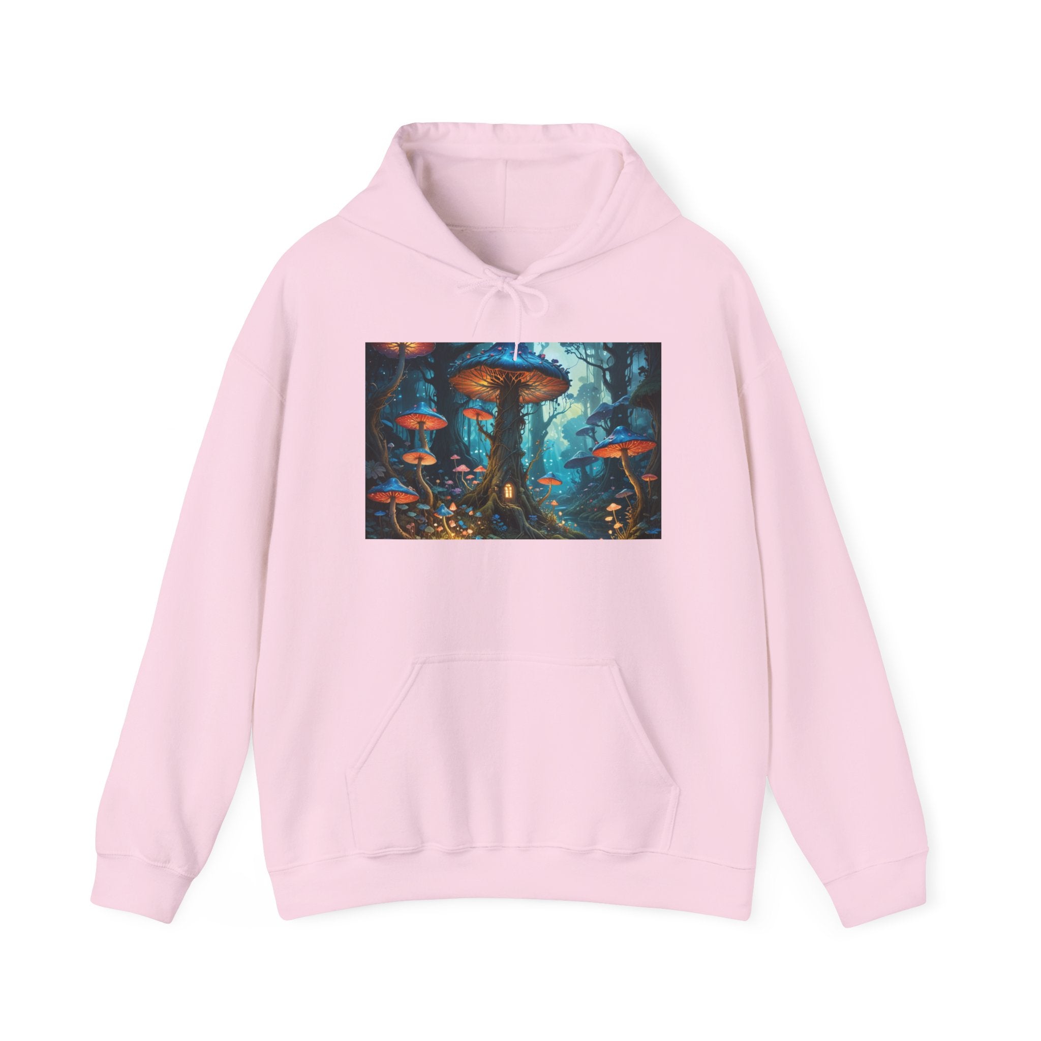 Fantasy Mushroom Forest Hoodie — Glowing Enchanted Fungi Artwork