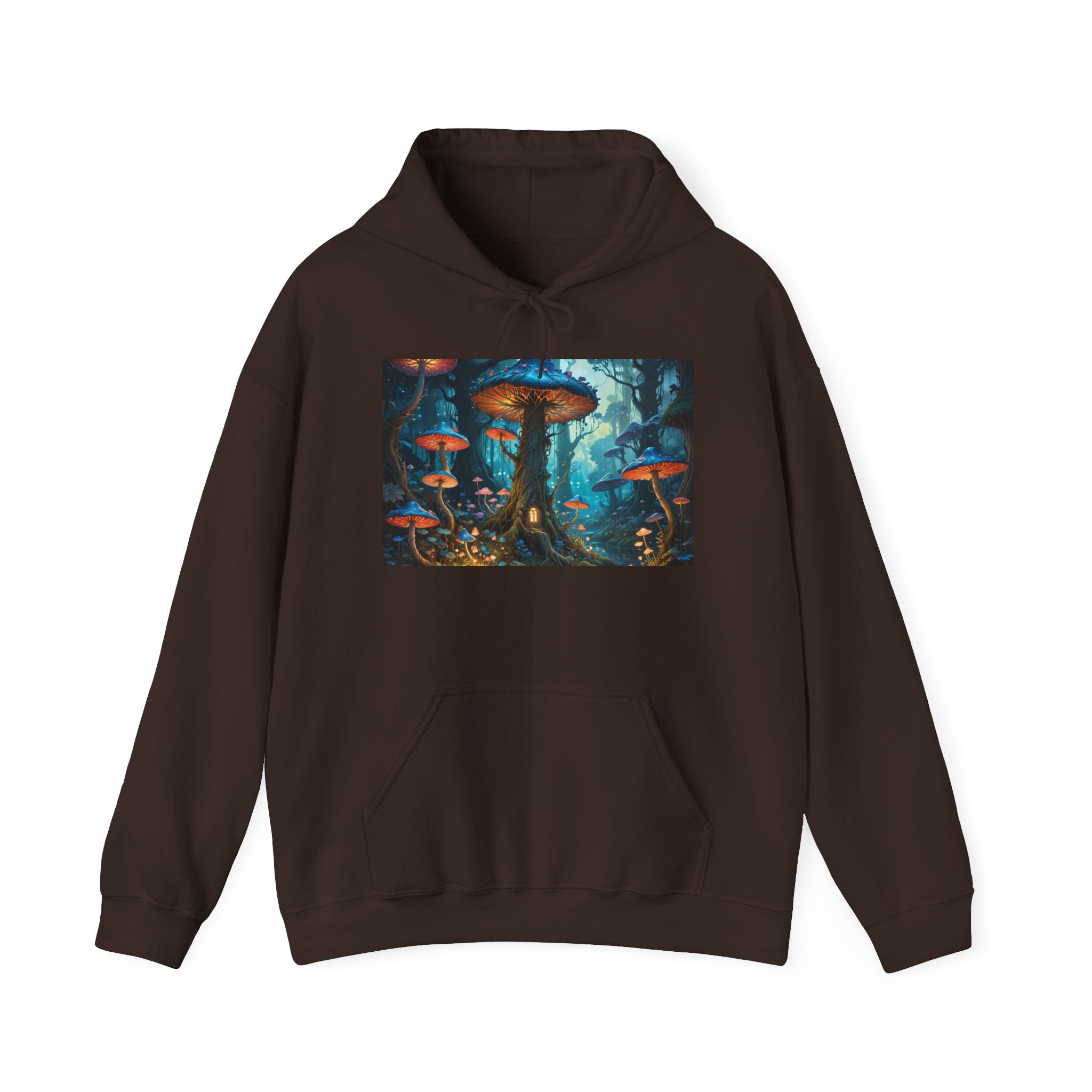 Fantasy Mushroom Forest Hoodie — Glowing Enchanted Fungi Artwork