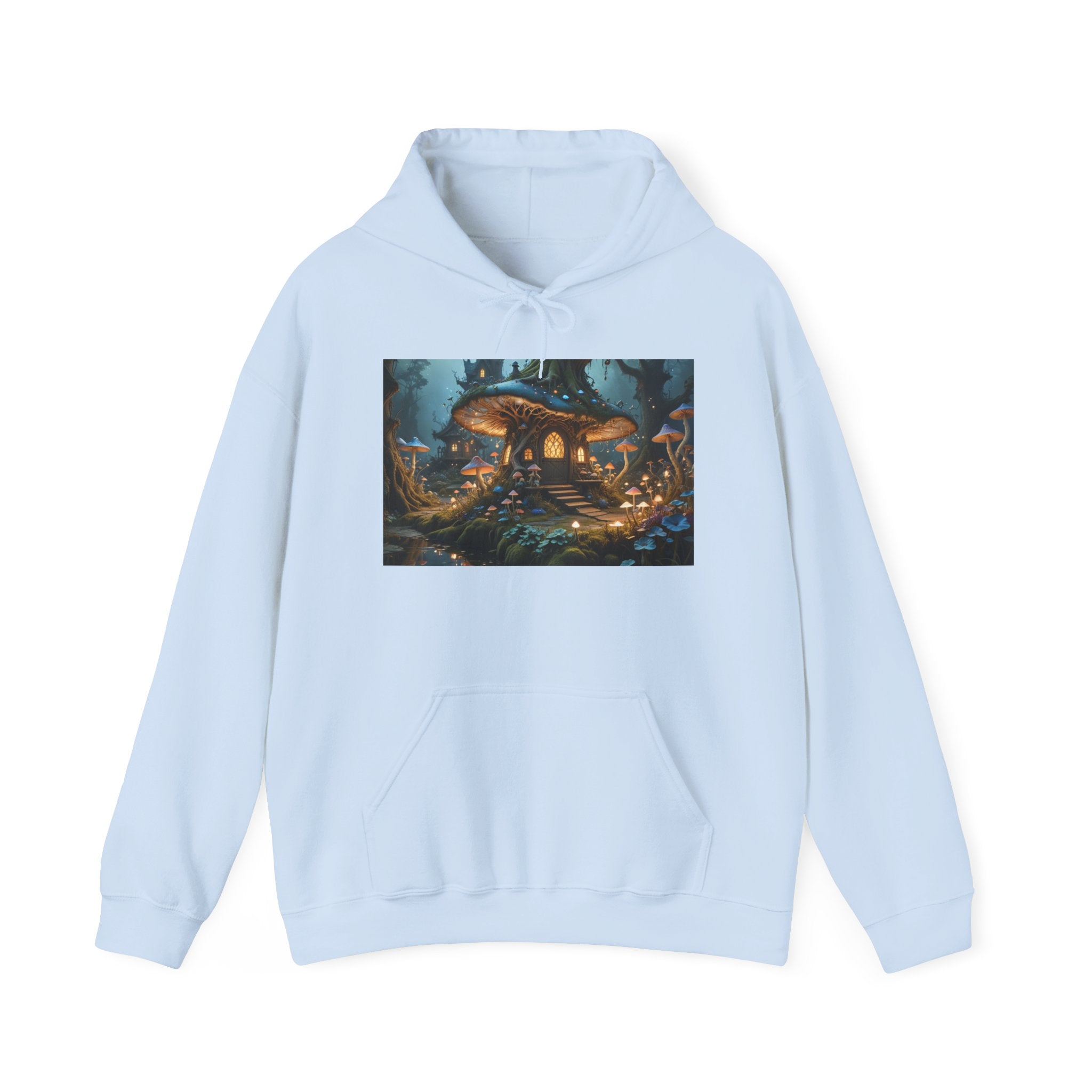 Hoodie — Enchanted Mushroom Cottage Illustration Hoodie
