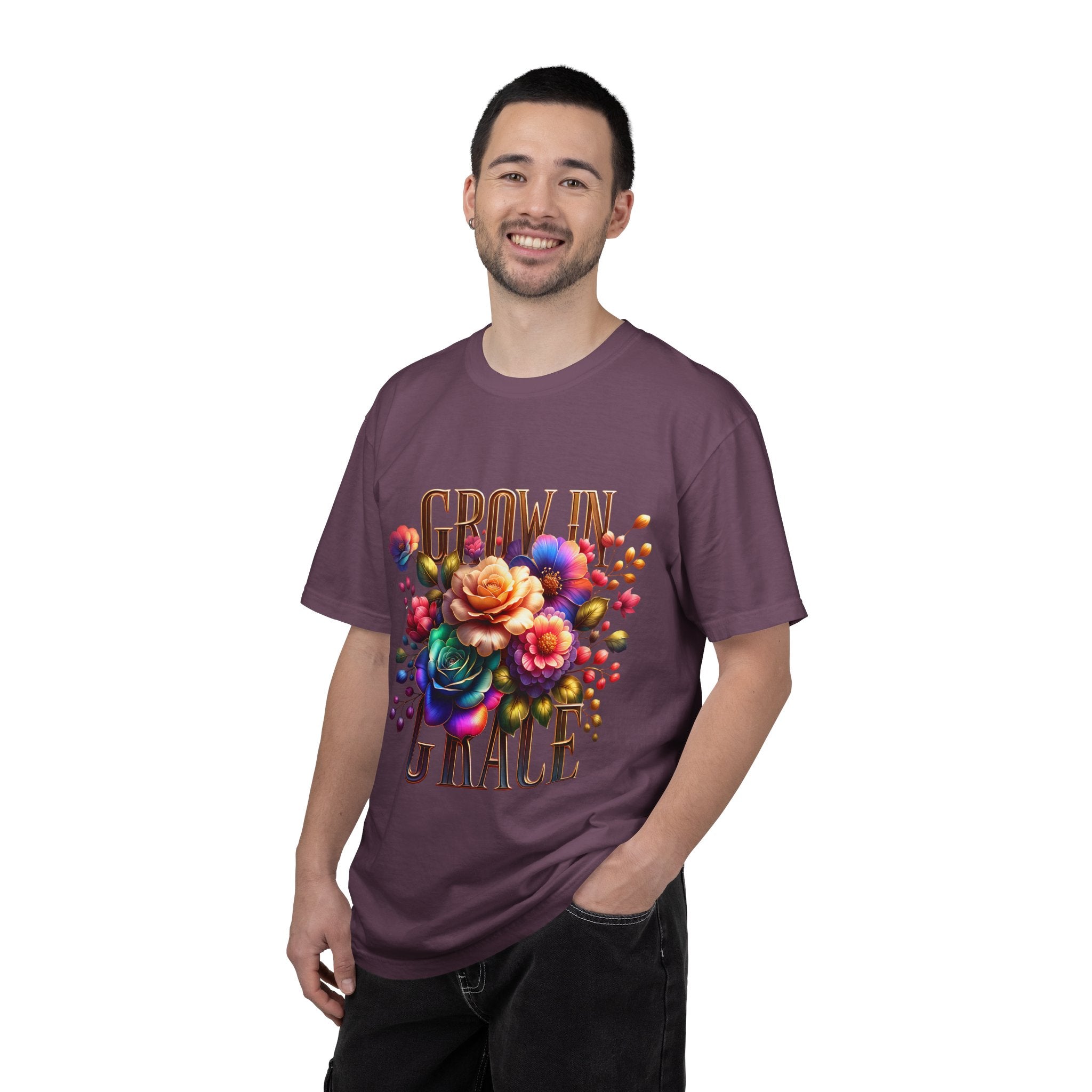 Grow in Grace Floral T-Shirt — Inspirational Floral Graphic Tee