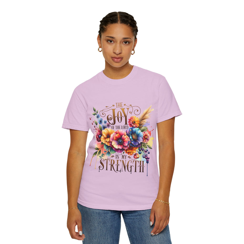 Joy in the Lord Floral T-Shirt — "The Joy of the Lord Is My Strength" Christian Tee