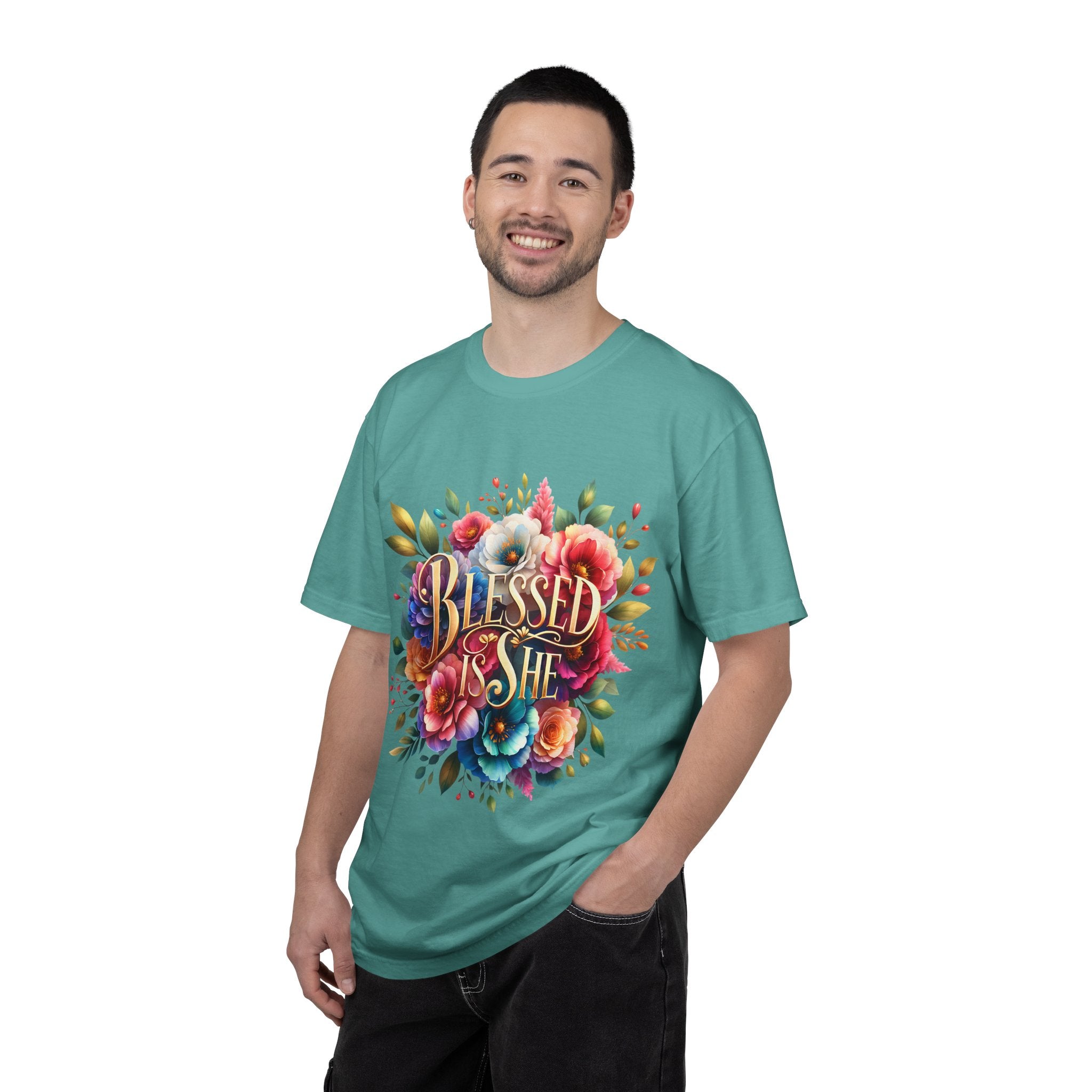 Blessed Is She Floral T-Shirt — Inspirational Christian Tee