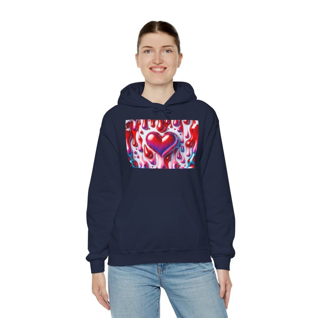 Heart Melt Hoodie — Colorful Dripping Heart Graphic Hooded Sweatshirt
