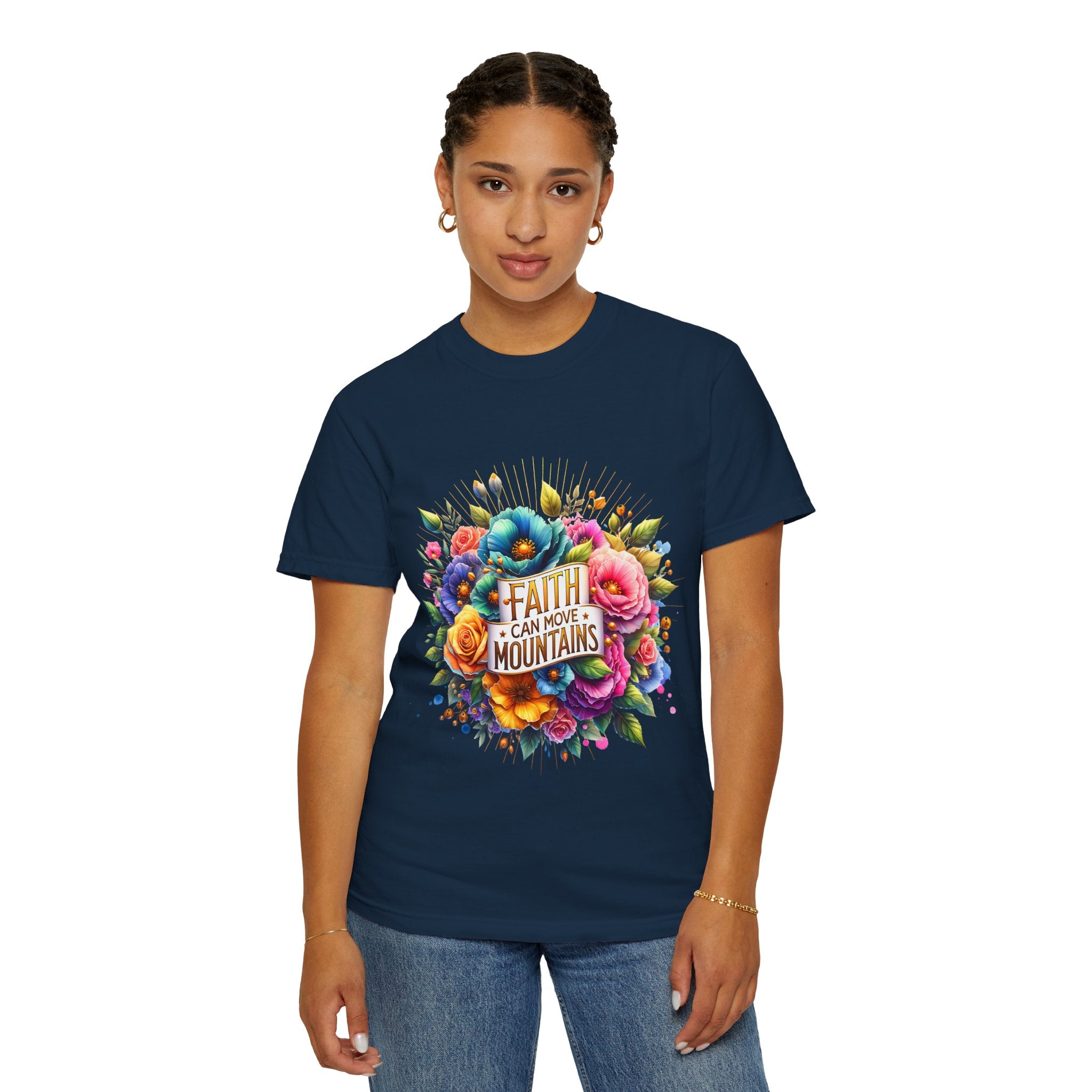 Faith Can Move Mountains Floral T‑Shirt