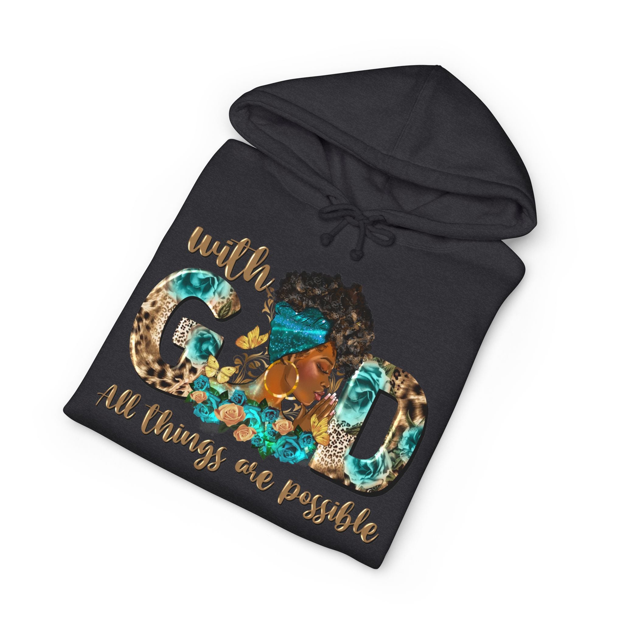 Christian Hoodie "With God All Things Are Possible" – Inspirational Faith Sweatshirt