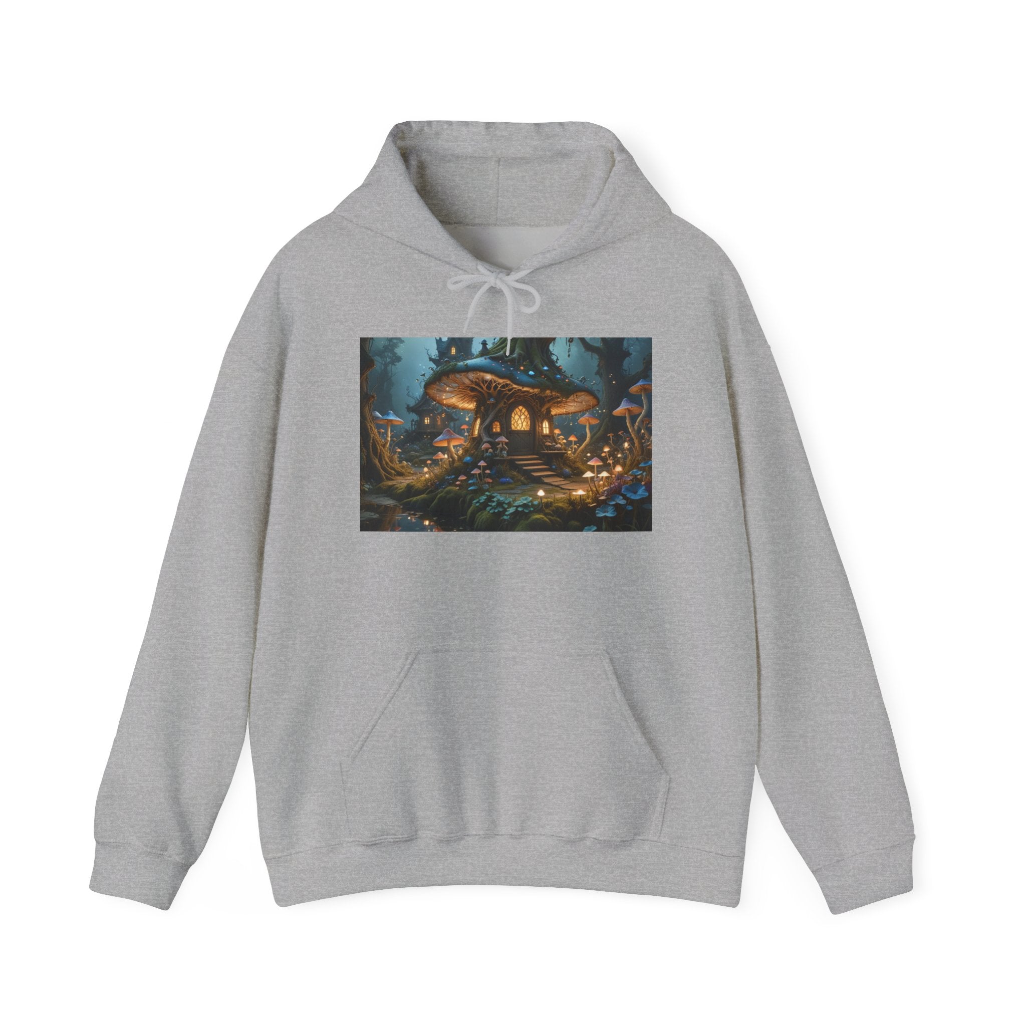 Hoodie — Enchanted Mushroom Cottage Illustration Hoodie