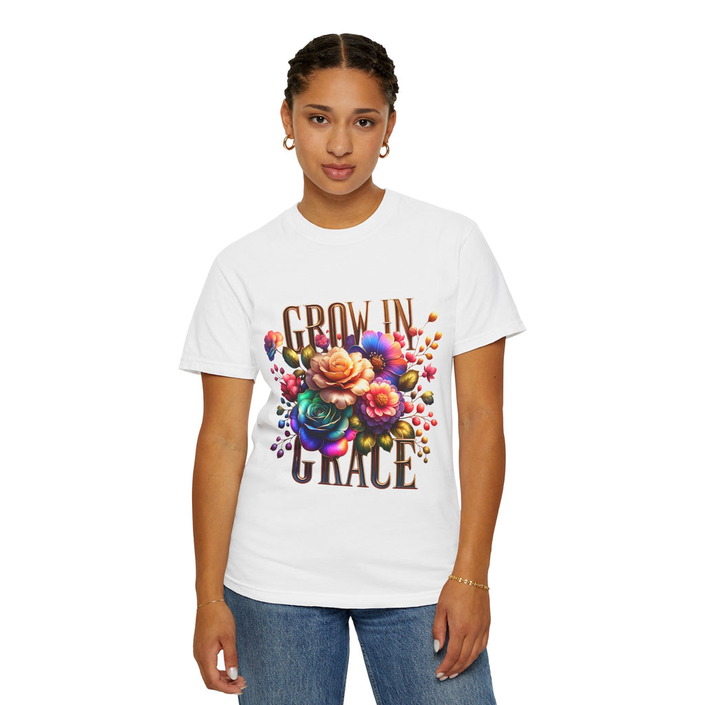 Grow in Grace Floral T-Shirt — Inspirational Floral Graphic Tee