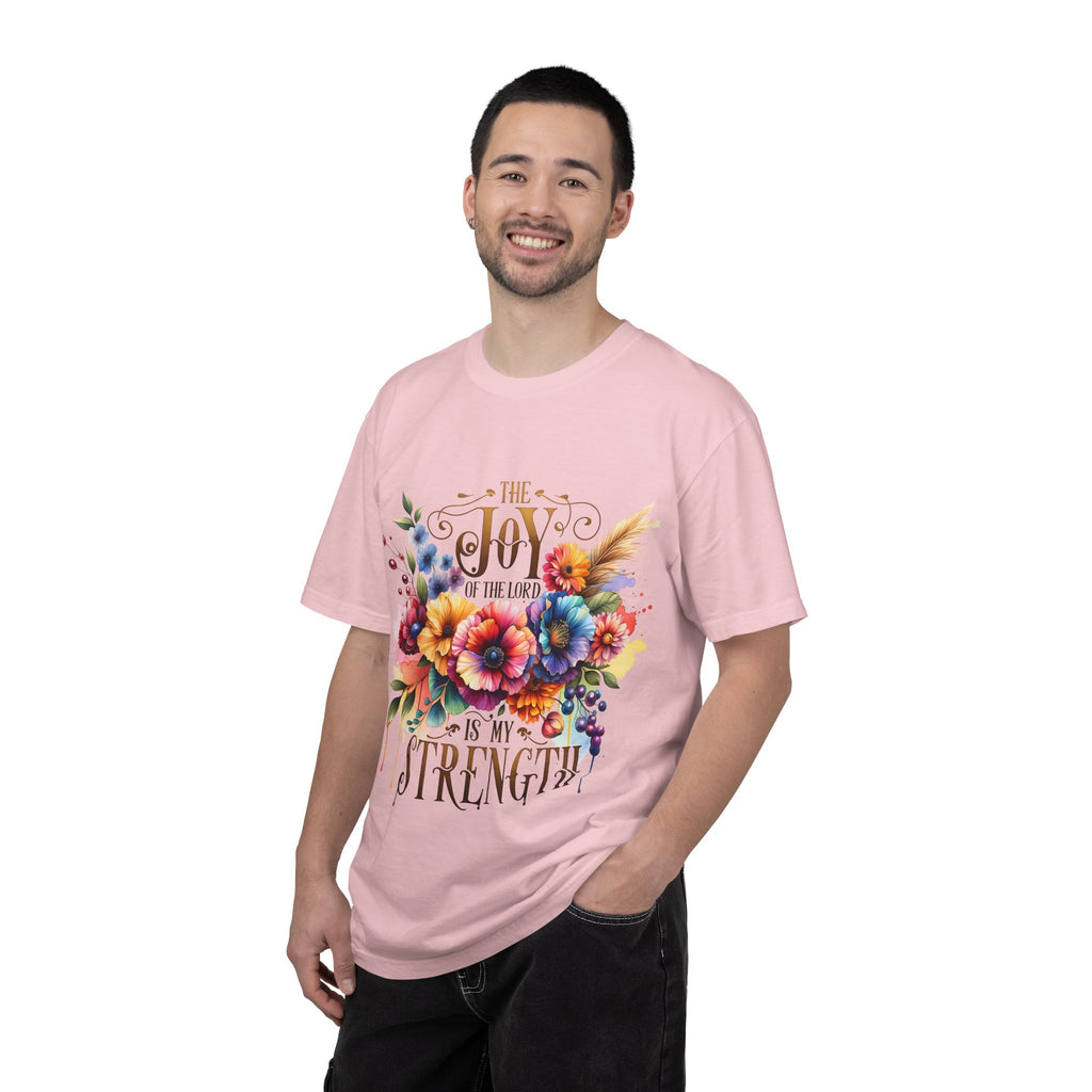 Joy in the Lord Floral T-Shirt — "The Joy of the Lord Is My Strength" Christian Tee