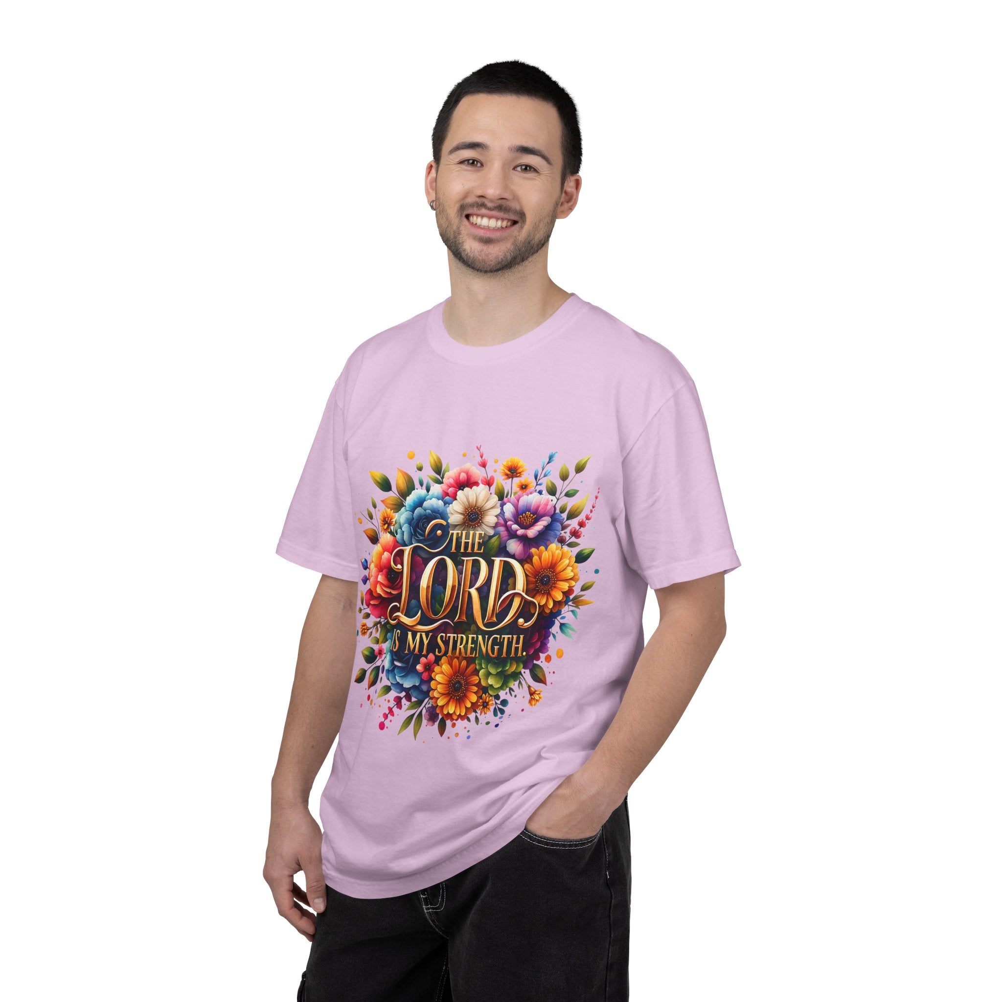 T-Shirt — "The Lord Is My Strength" Floral Christian Tee