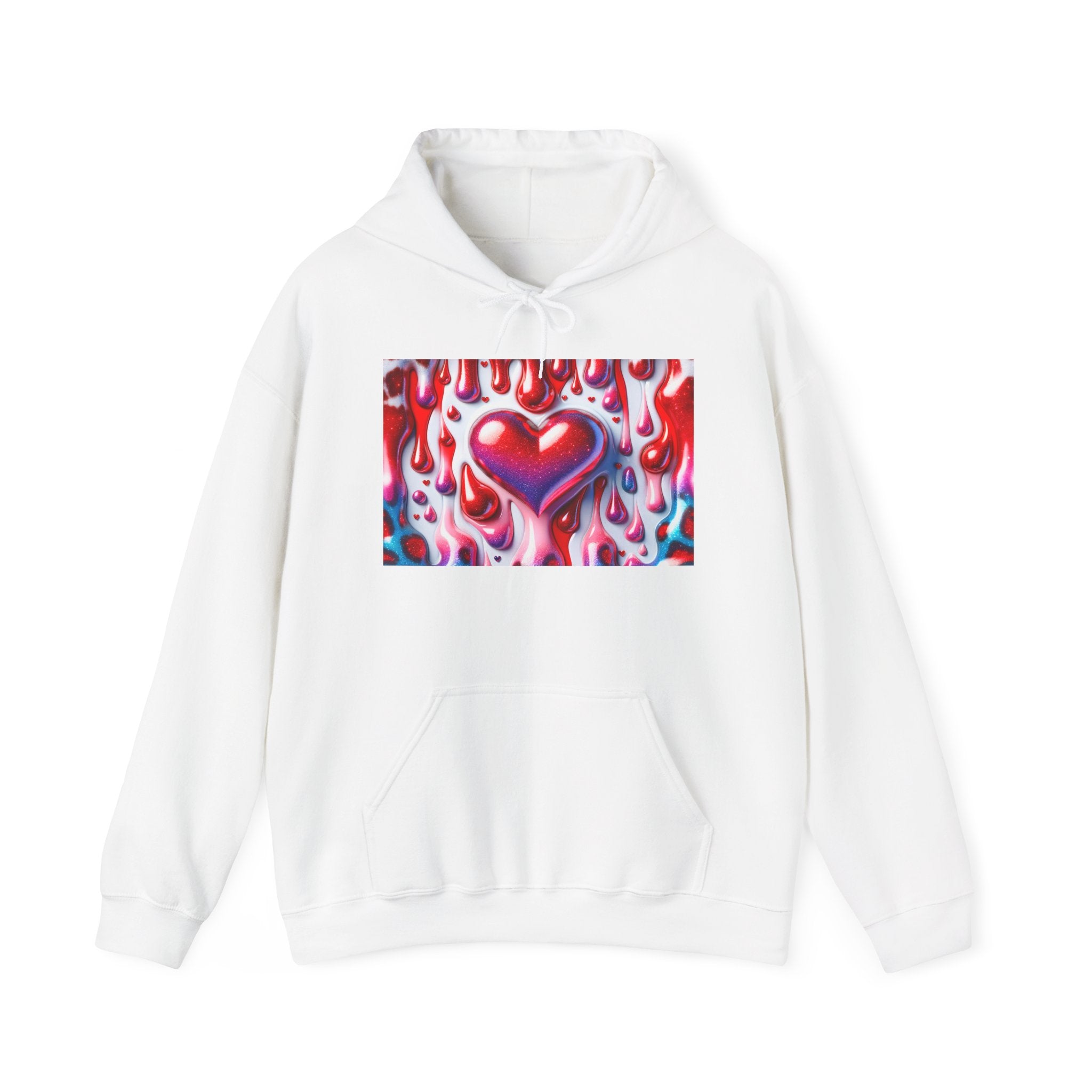 Heart Melt Hoodie — Colorful Dripping Heart Graphic Hooded Sweatshirt