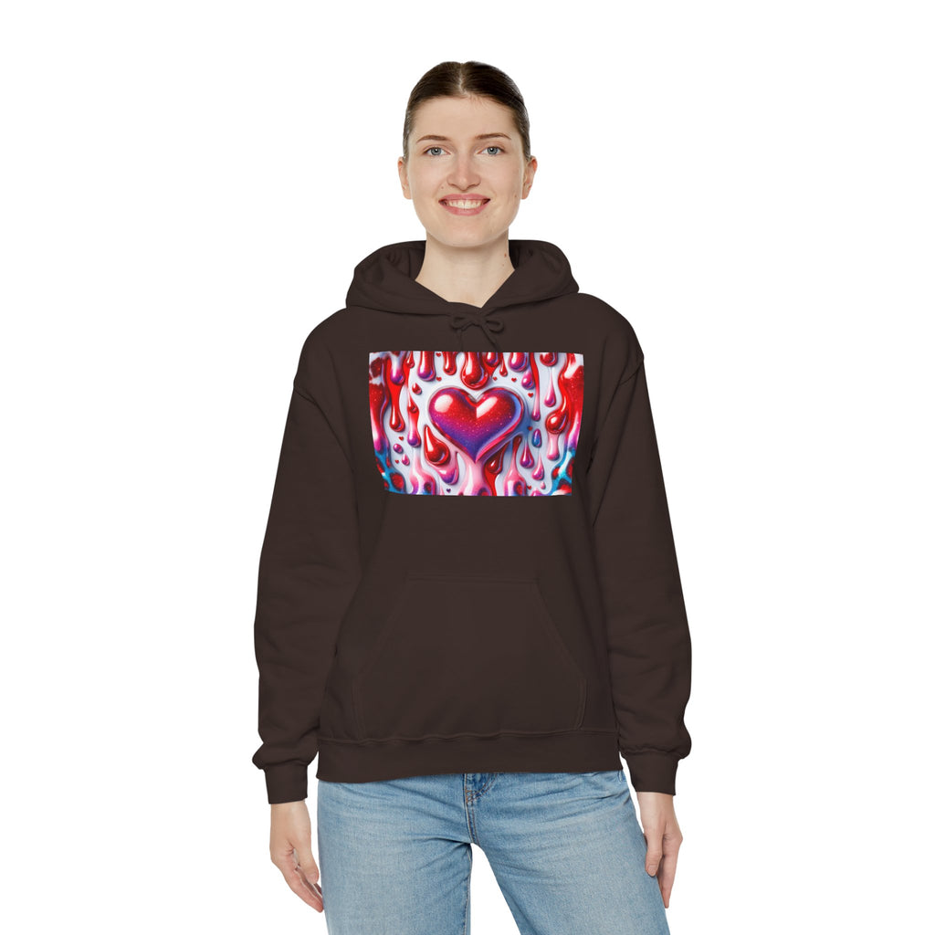 Heart Melt Hoodie — Colorful Dripping Heart Graphic Hooded Sweatshirt