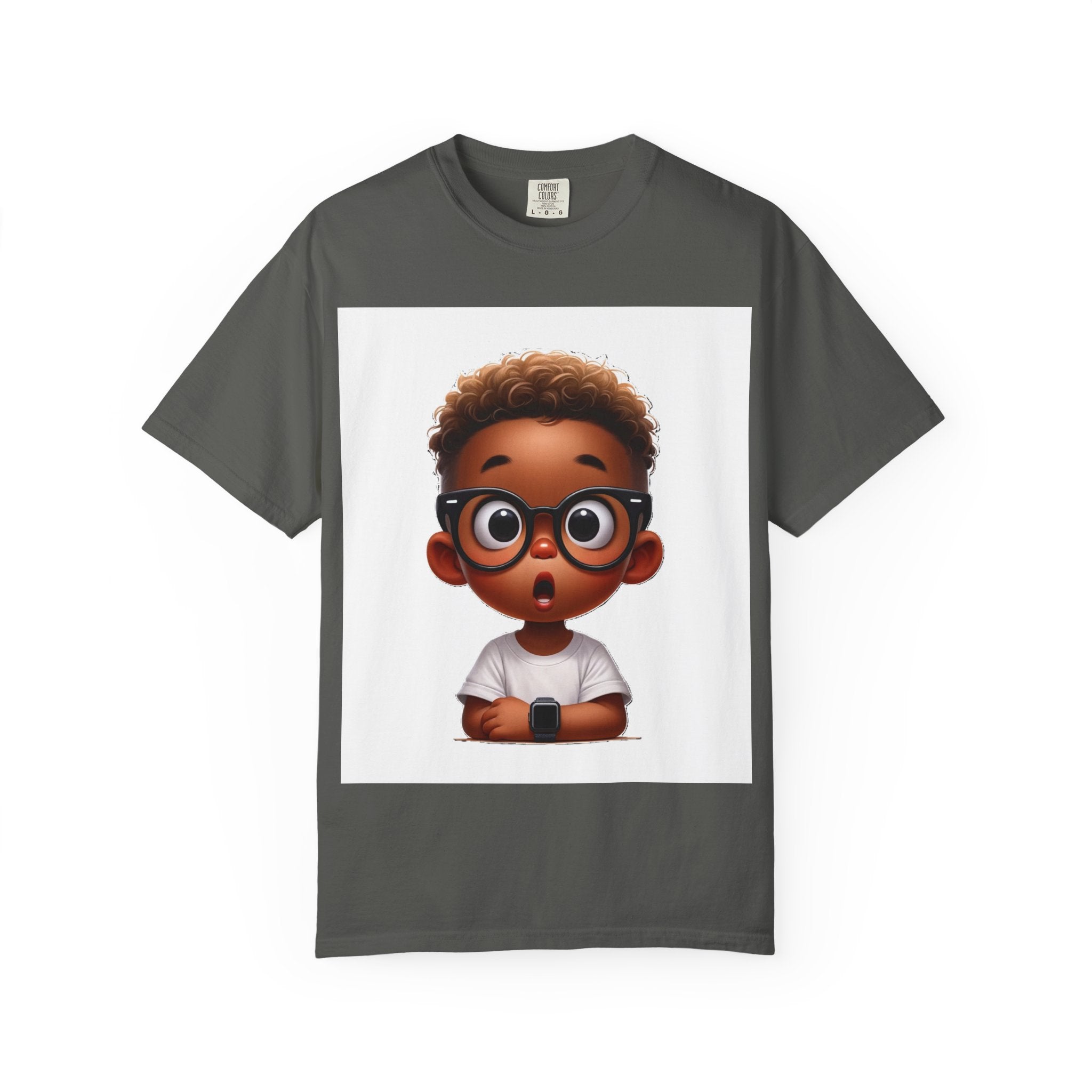 Surprised Cartoon Black Boy T-Shirt — Cute Kids Character Tee