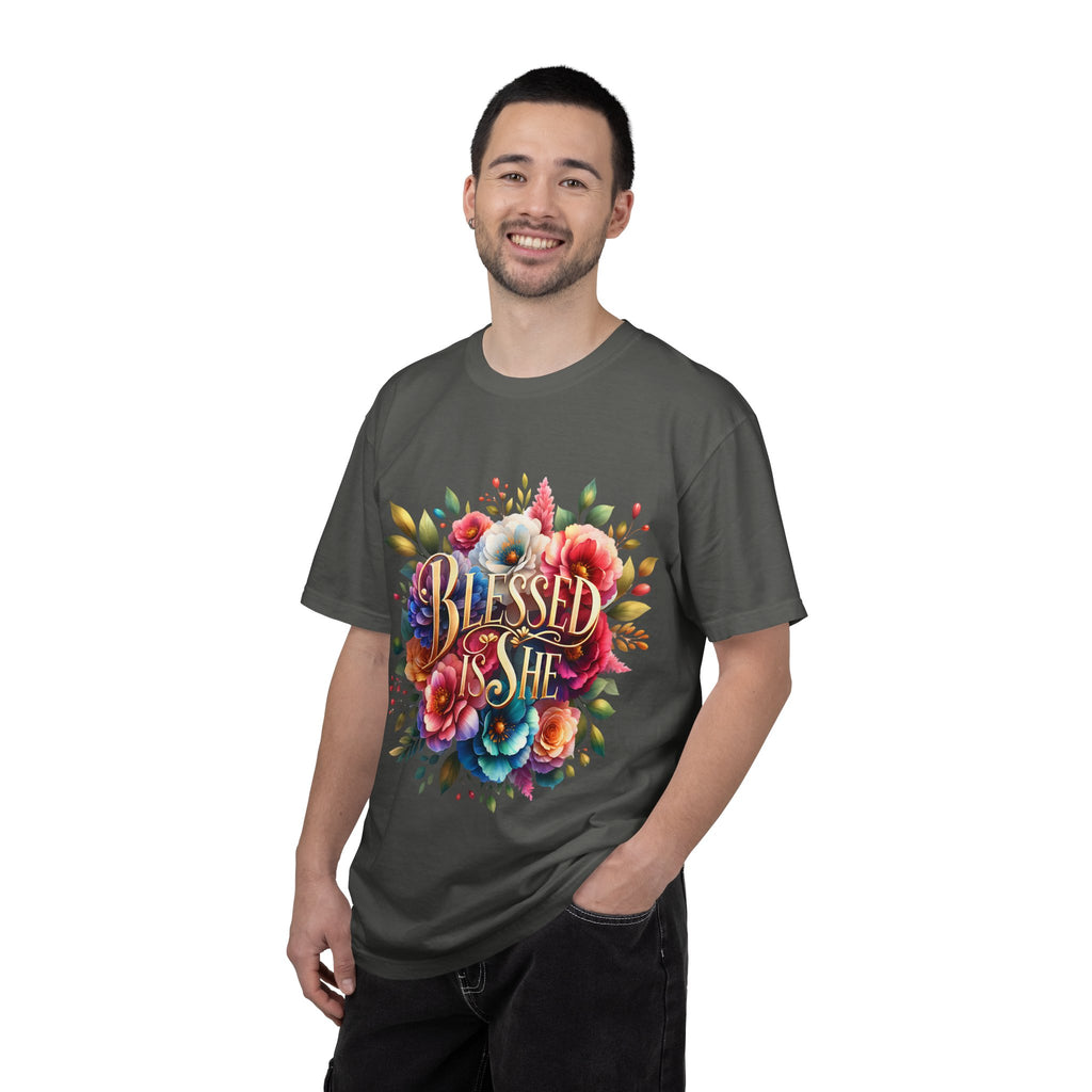 Blessed Is She Floral T-Shirt — Inspirational Christian Tee