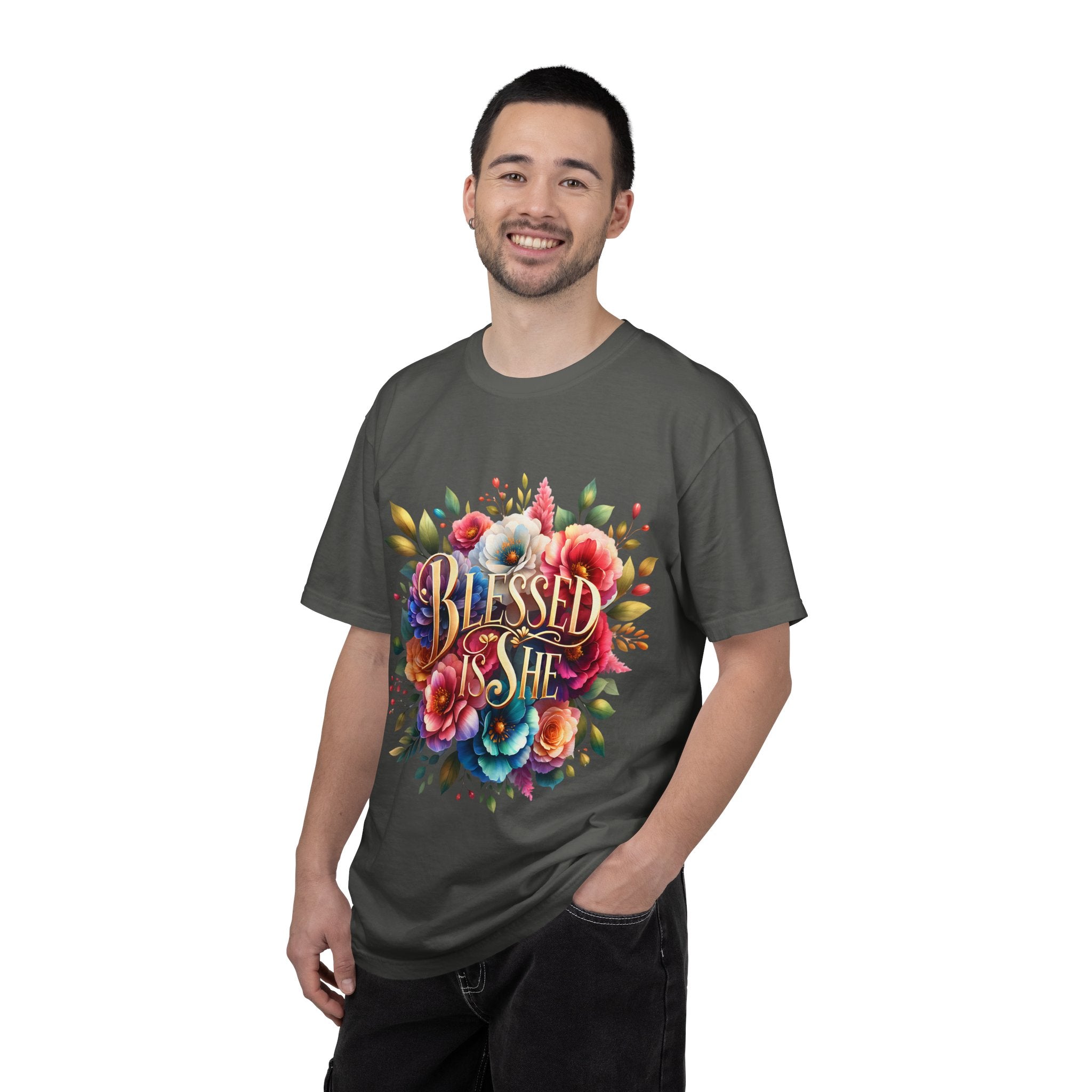 Blessed Is She Floral T-Shirt — Inspirational Christian Tee