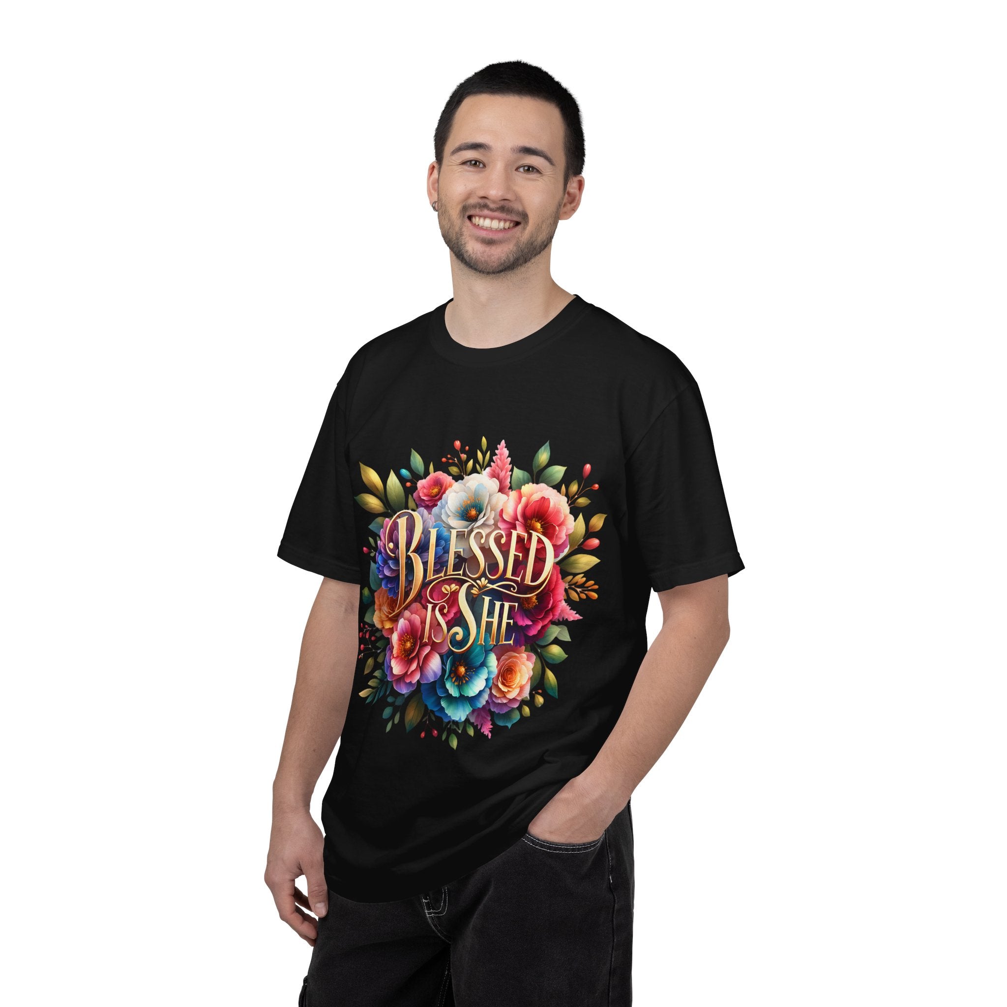 Blessed Is She Floral T-Shirt — Inspirational Christian Tee