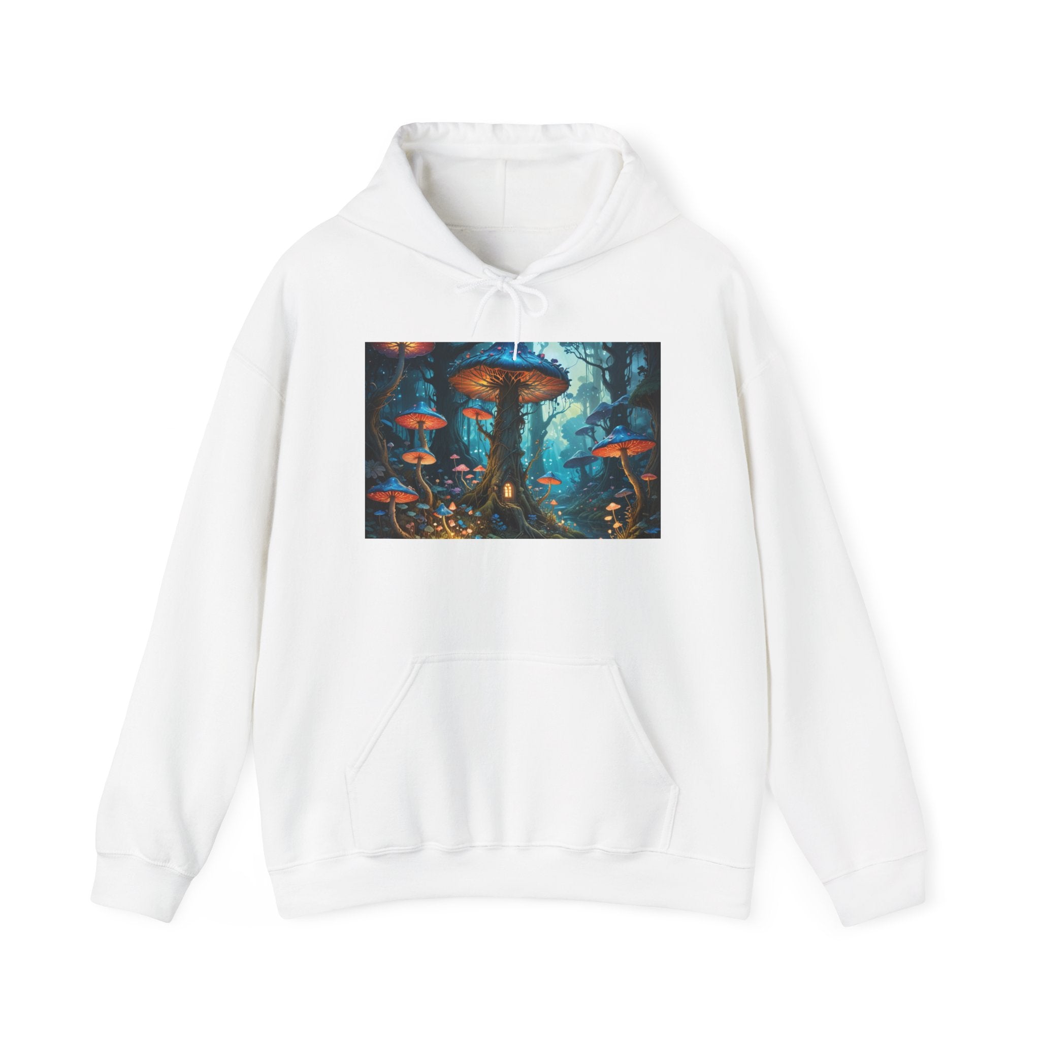 Fantasy Mushroom Forest Hoodie — Glowing Enchanted Fungi Artwork