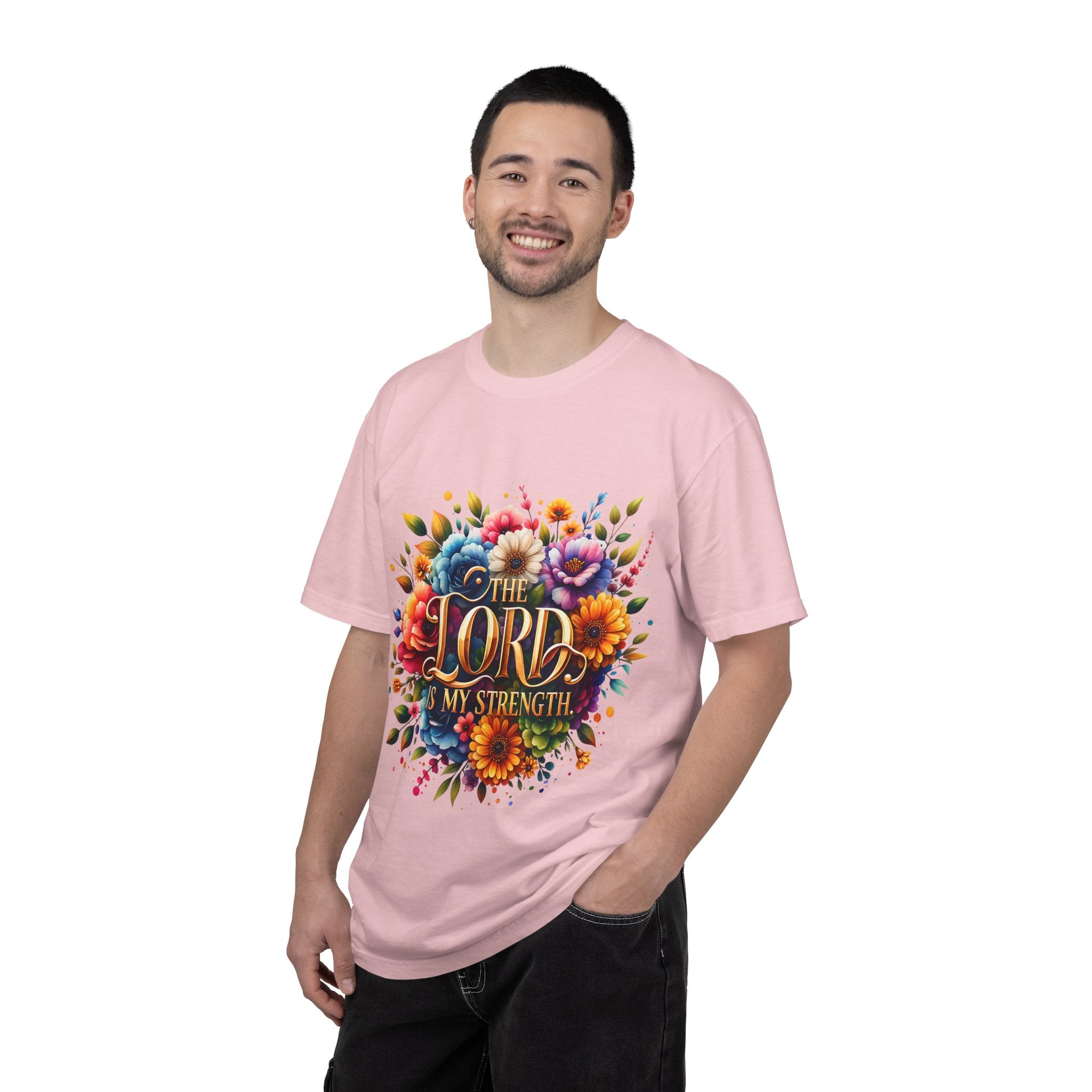 T-Shirt — "The Lord Is My Strength" Floral Christian Tee
