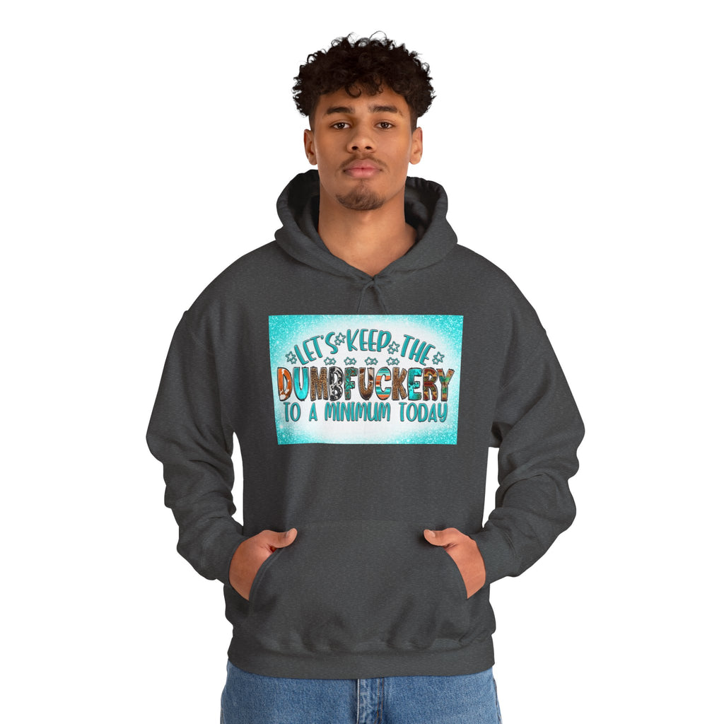 Hoodie — "Let's Keep the Dumbfuckery to a Minimum Today" Funny Graphic Pullover