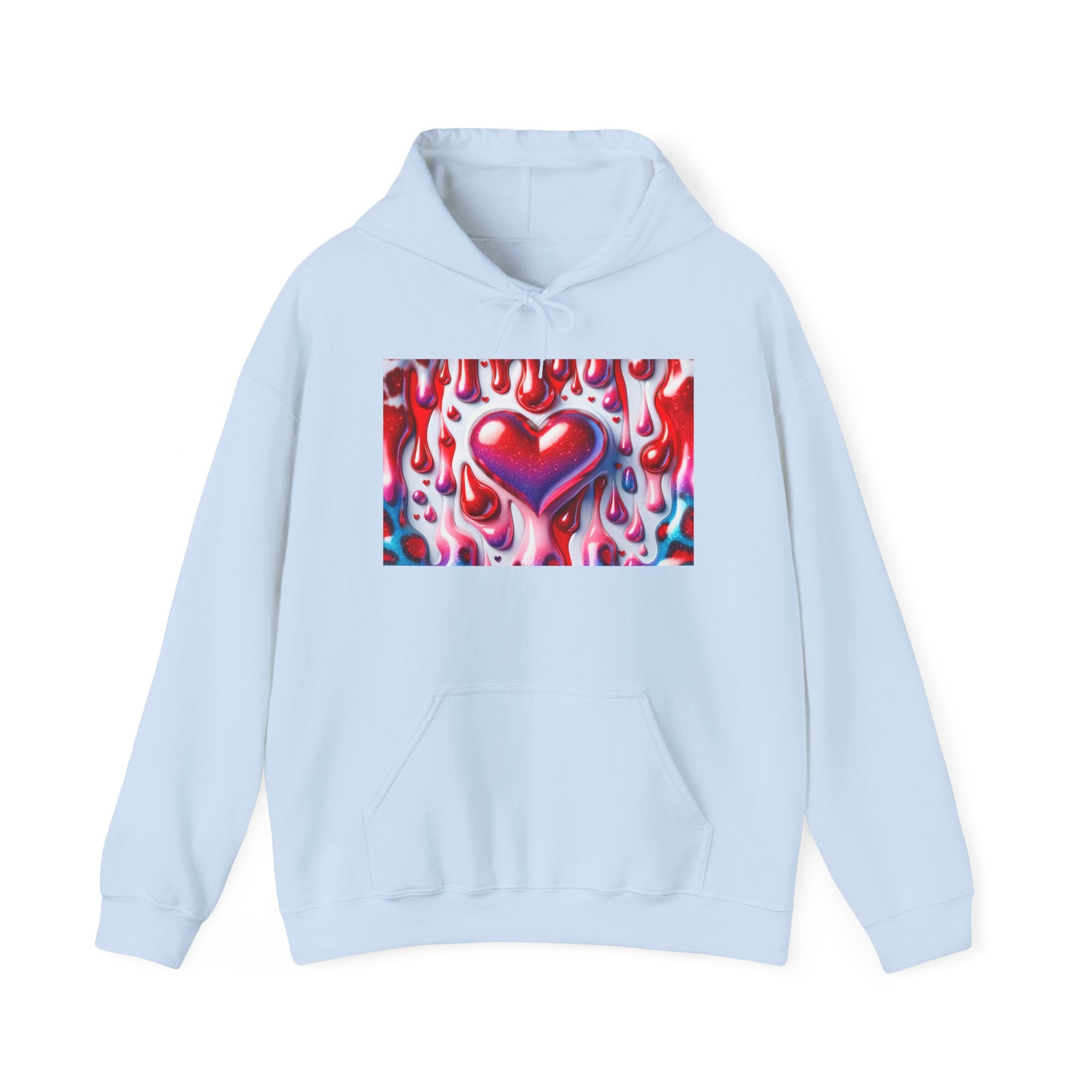 Heart Melt Hoodie — Colorful Dripping Heart Graphic Hooded Sweatshirt