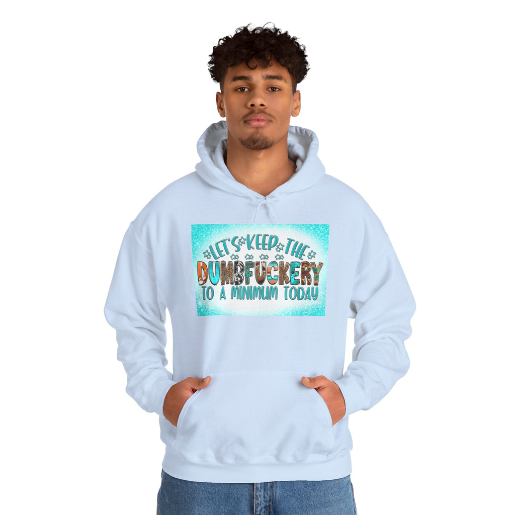 Hoodie — "Let's Keep the Dumbfuckery to a Minimum Today" Funny Graphic Pullover