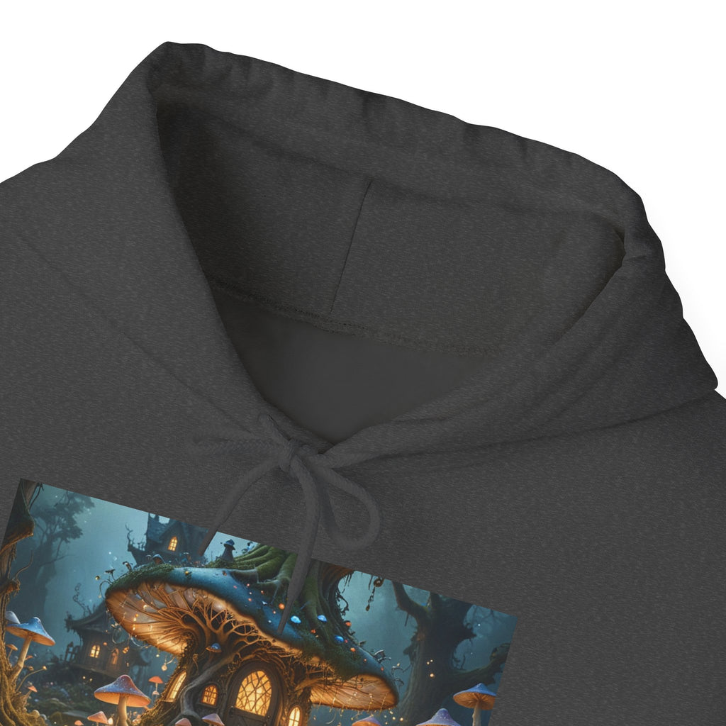 Hoodie — Enchanted Mushroom Cottage Illustration Hoodie