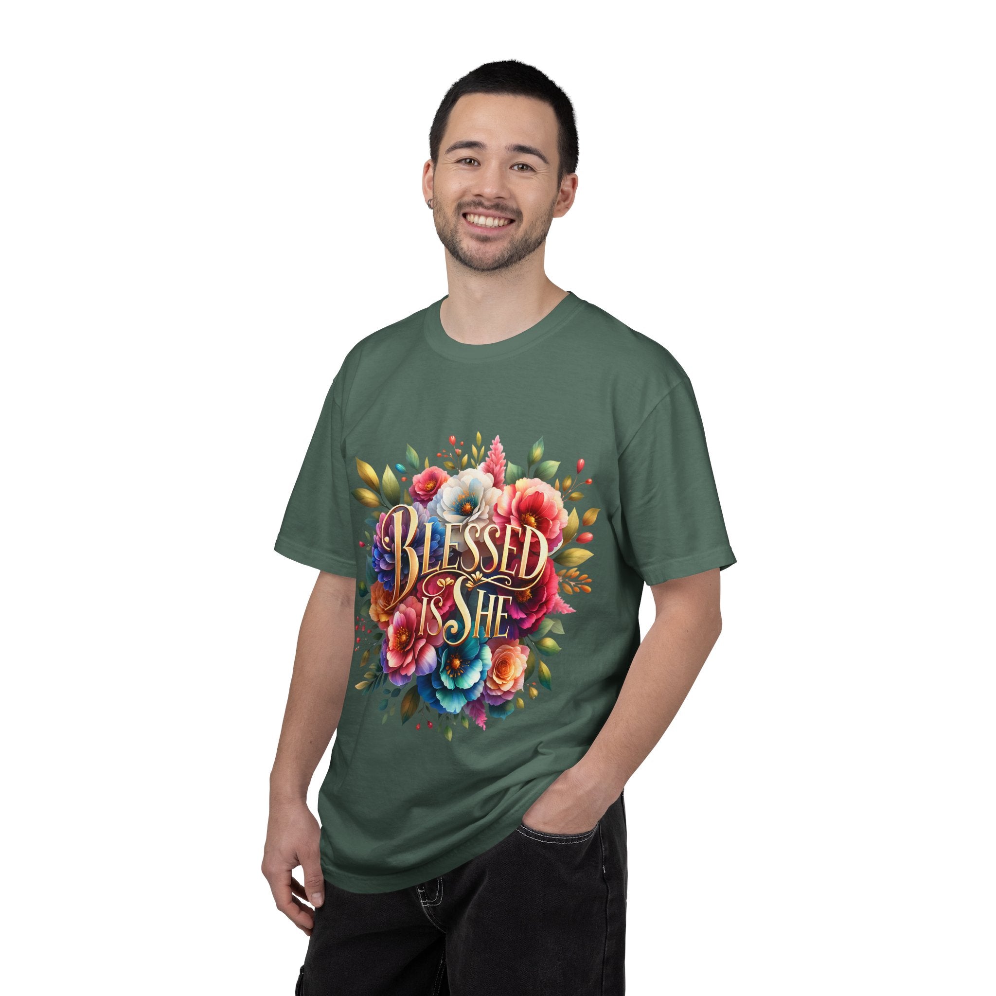 Blessed Is She Floral T-Shirt — Inspirational Christian Tee
