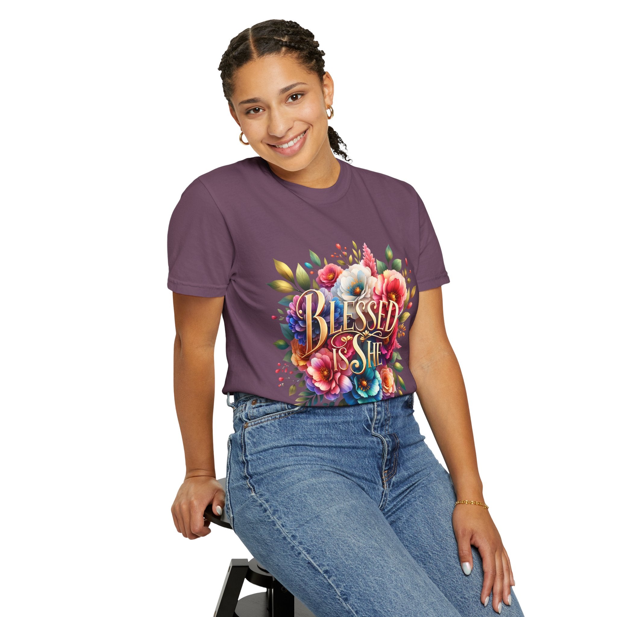 Blessed Is She Floral T-Shirt — Inspirational Christian Tee